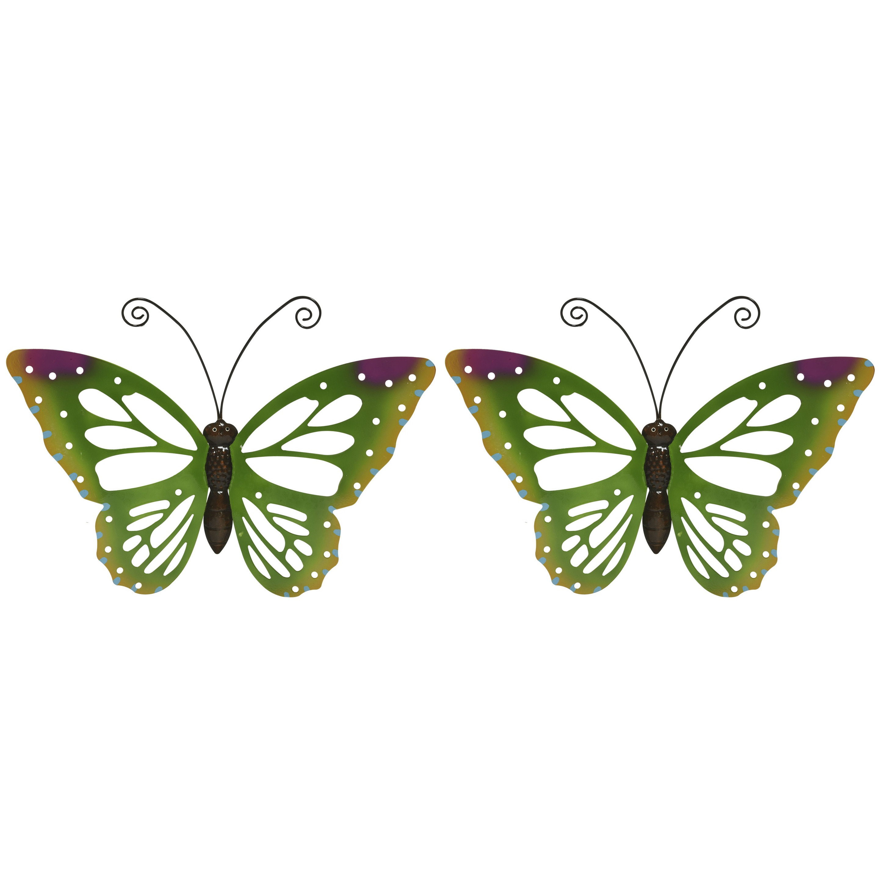Set van 2x stuks grote groene vlinders-muurvlinders 51 x 38 cm cm tuindecoratie