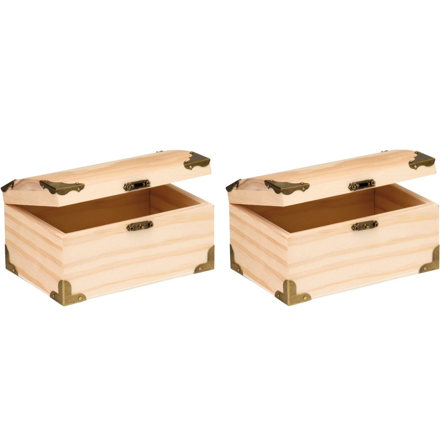 Set van 2x stuks houten kisten ronde deksel 18 x 12,5 cm hobby-knutselmateriaal