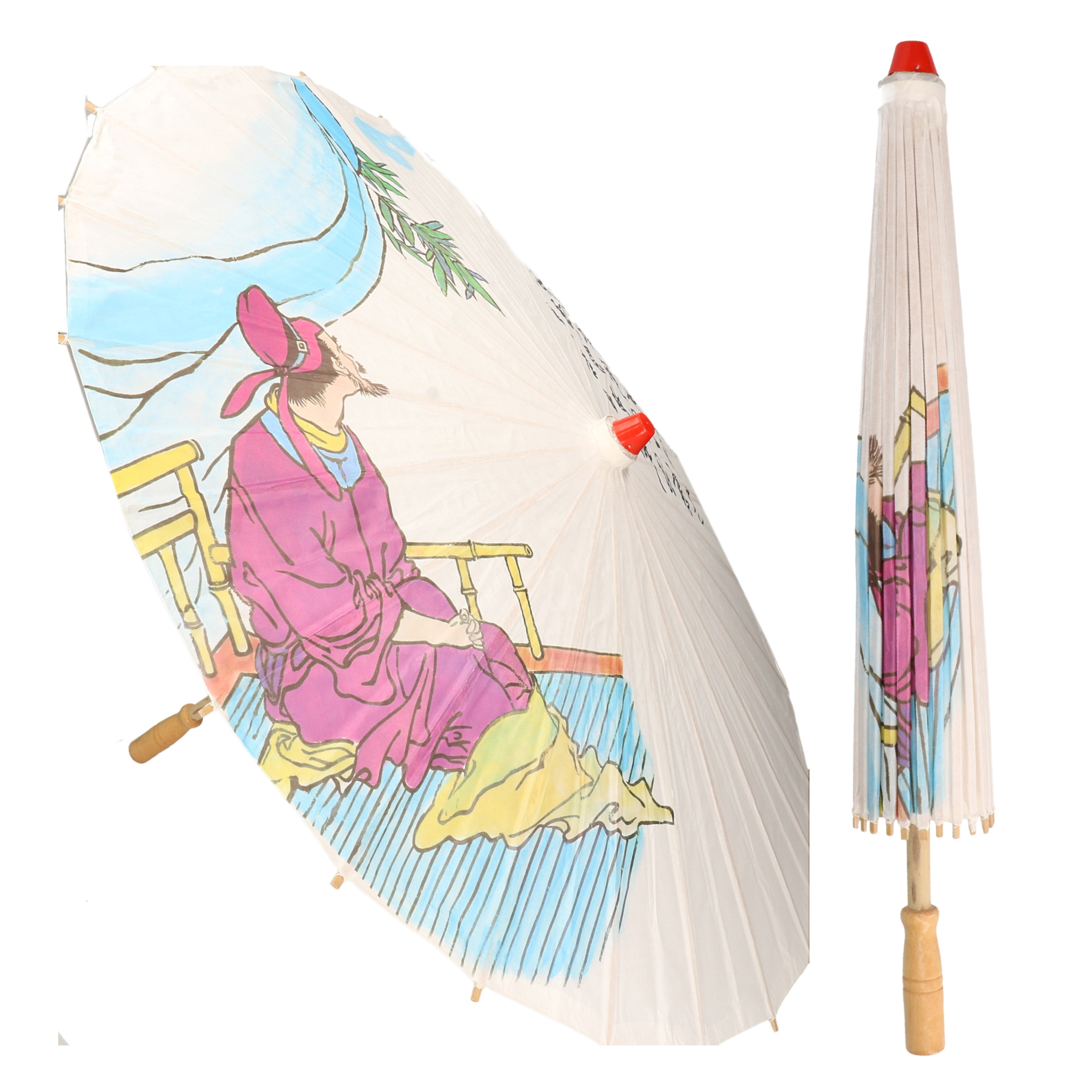 Set van 2x stuks houten paraplu Japanse tekens 85 cm