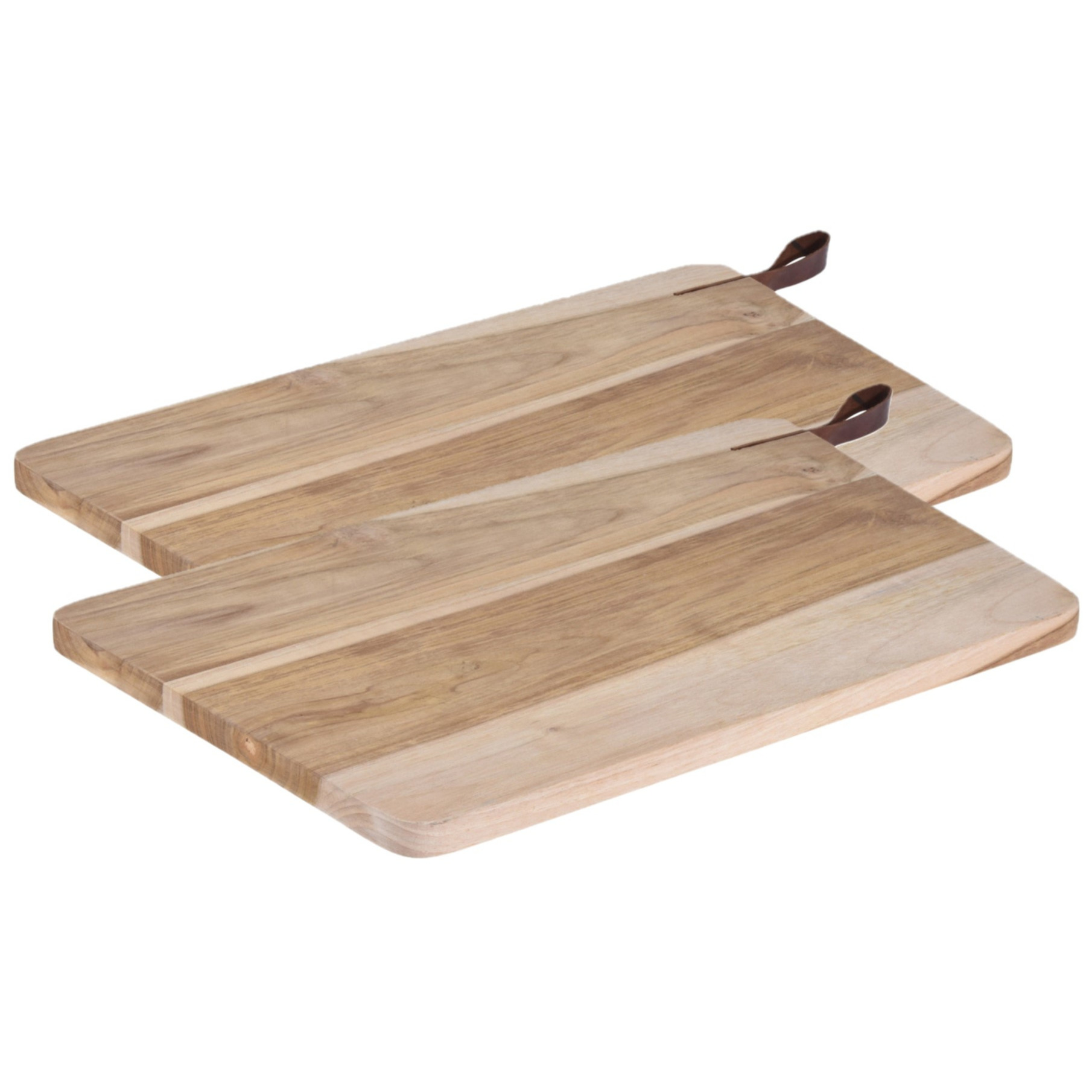 Set van 2x stuks houten snijplanken-serveerplanken met leren hengsel 40 cm