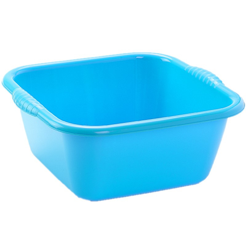 Set van 2x stuks kunststof teiltjes-afwasbakken vierkant 15 liter blauw