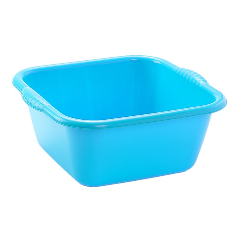 Set van 2x stuks kunststof teiltjes-afwasbakken vierkant 20 liter blauw