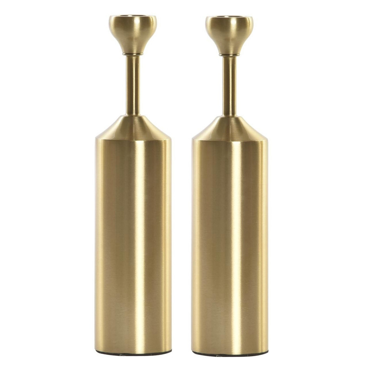Set van 2x stuks luxe kaarsenhouder-kandelaar goud metaal 5 x 5 x 22 cm