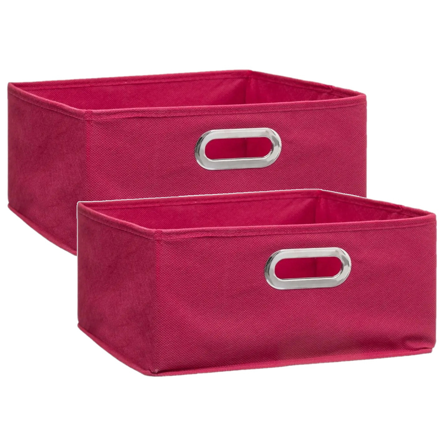 Set van 2x stuks opbergmand-kastmand 14 liter framboos roze linnen 31 x 31 x 15 cm