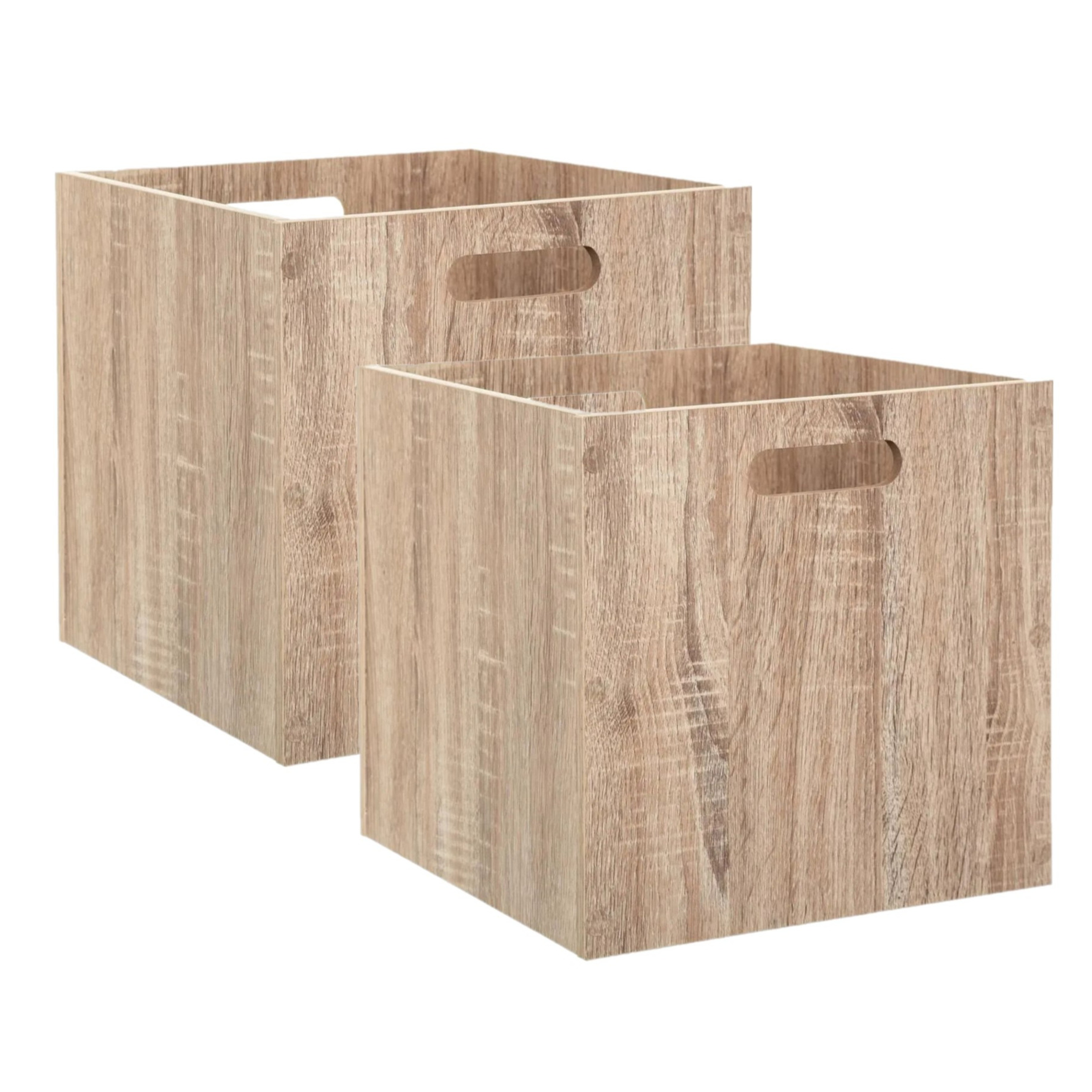 Set van 2x stuks opbergmand-kastmand 29 liter bruin-naturel van hout 31 x 31 x 31 cm