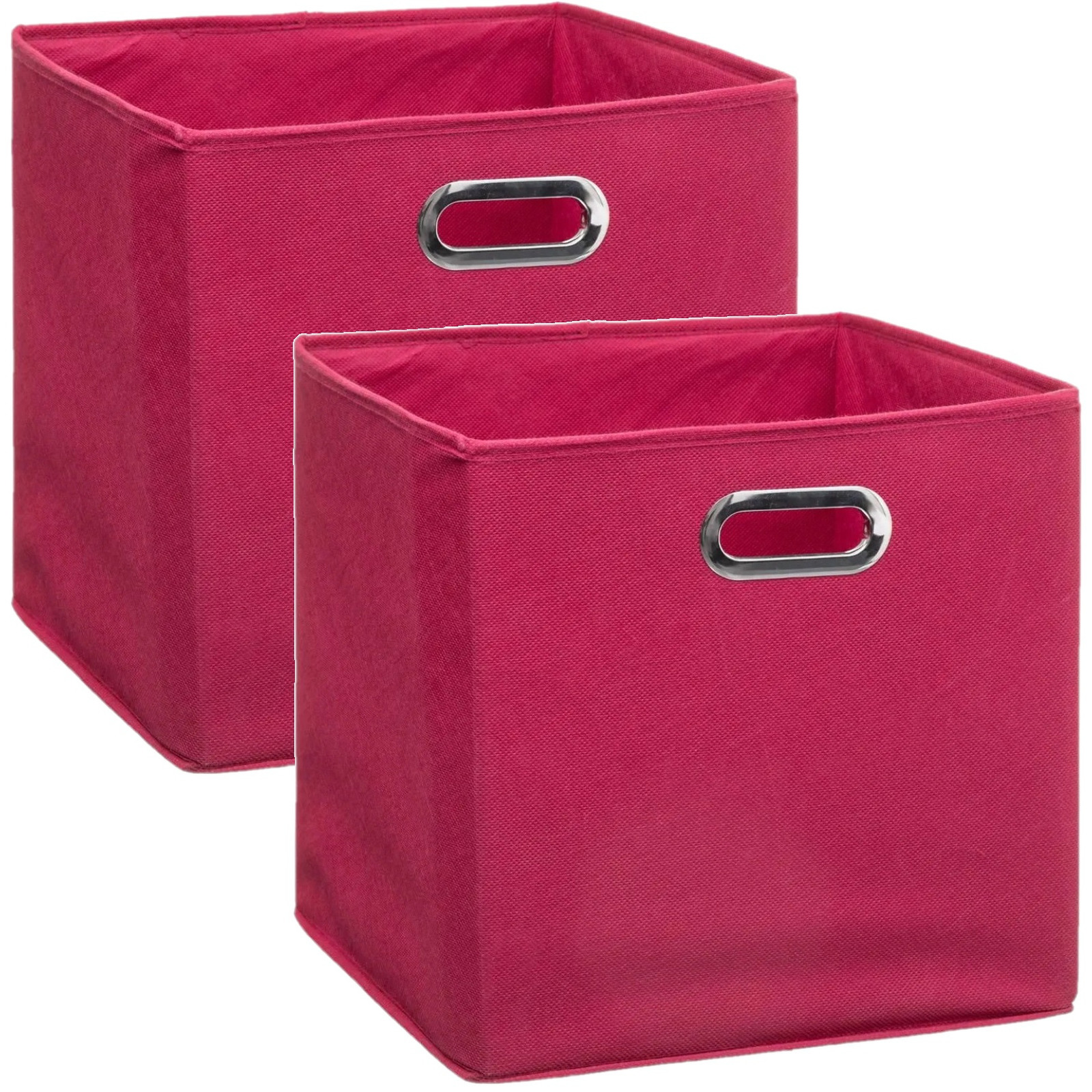 Set van 2x stuks opbergmand-kastmand 29 liter framboos roze linnen 31 x 31 x 31 cm