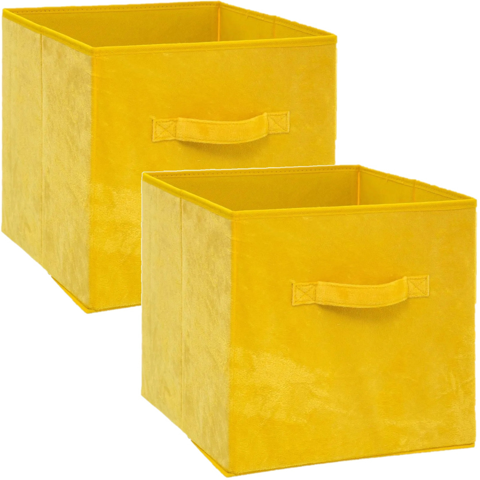 Set van 2x stuks opbergmand-kastmand 29 liter geel polyester 31 x 31 x 31 cm