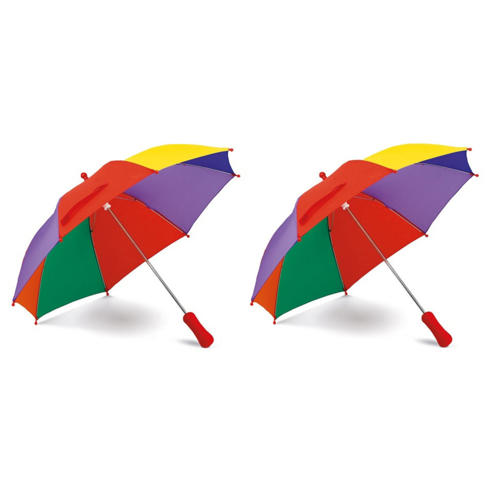 Set van 2x stuks paraplu gekleurd voor kinderen 68 cm manueel