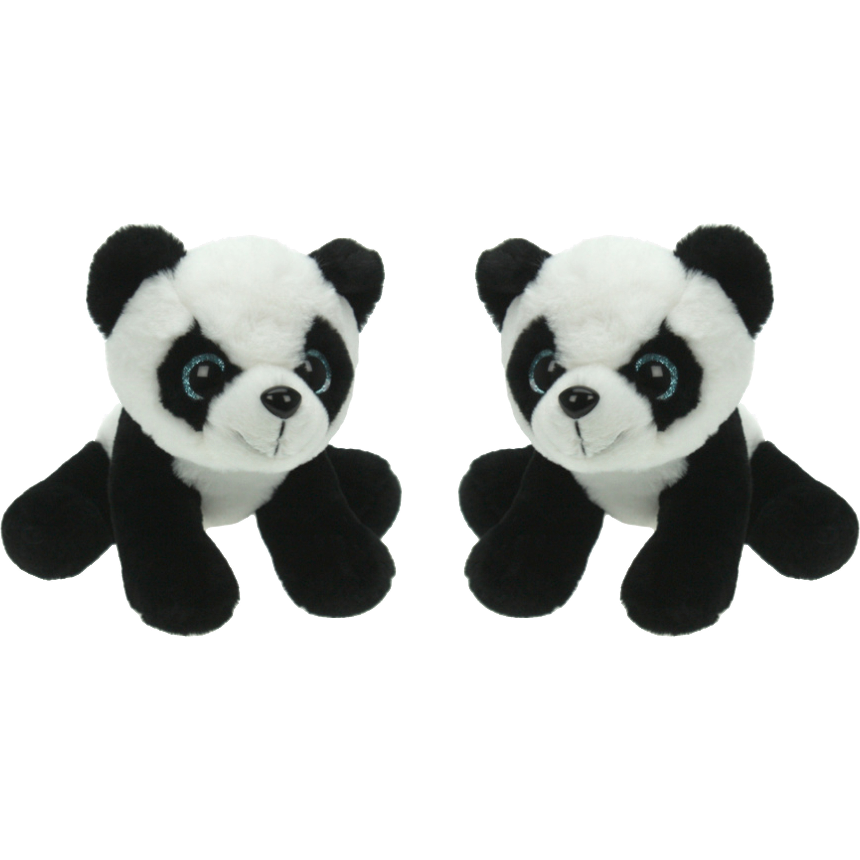 Set van 2x stuks pluche knuffel dieren Panda beer van 25 cm