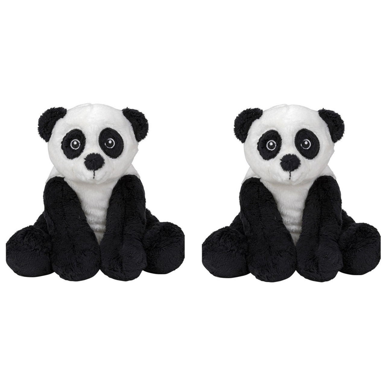 Set van 2x stuks pluche knuffel panda beer van 19 cm