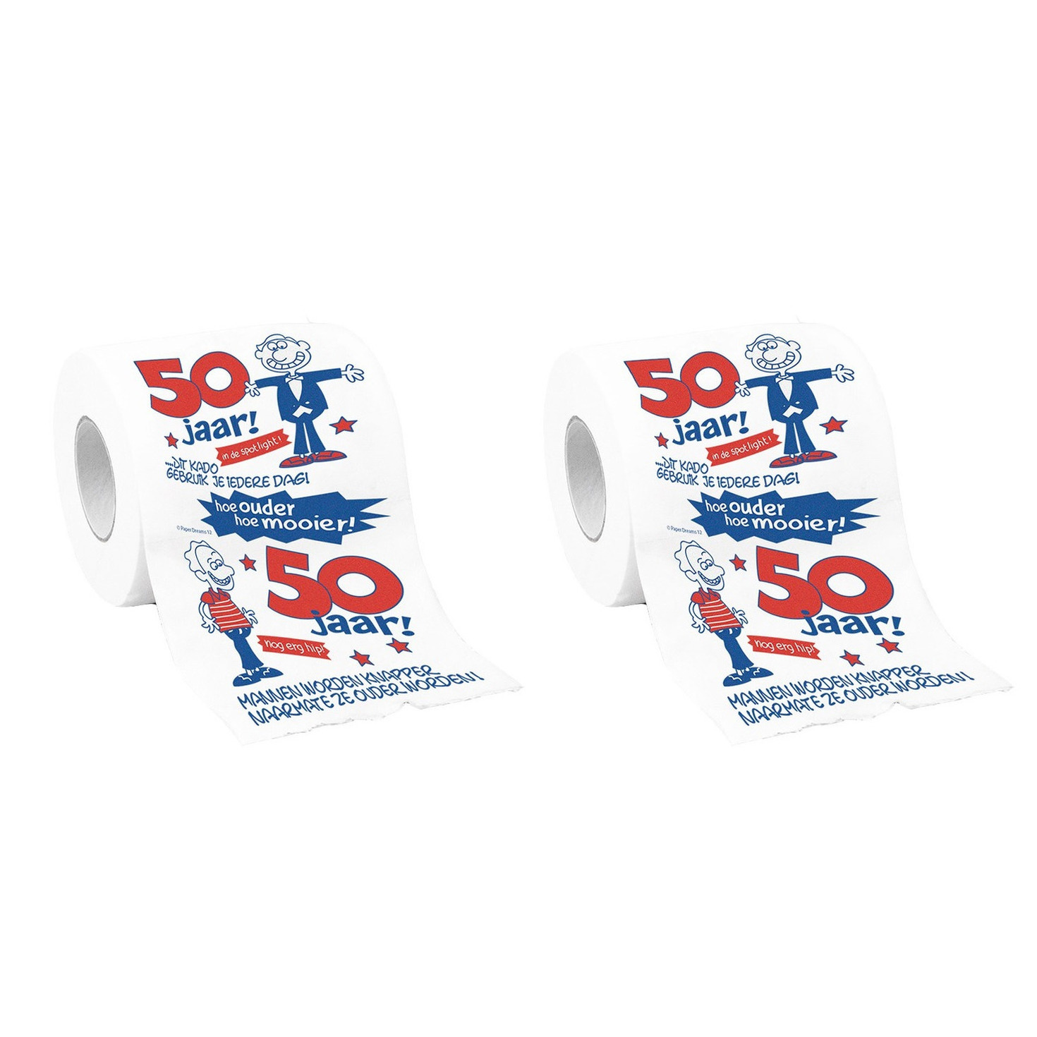 Set van 2x stuks rollen Toiletpapier man 50 jaar feestartikelen cadeau