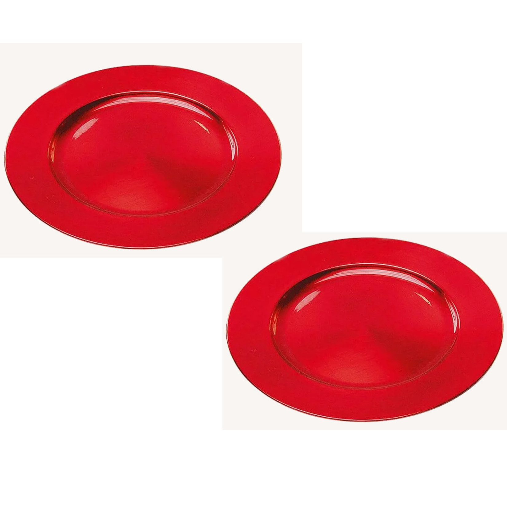 Set van 2x stuks ronde diner onderborden rood van kunststof 33 cm