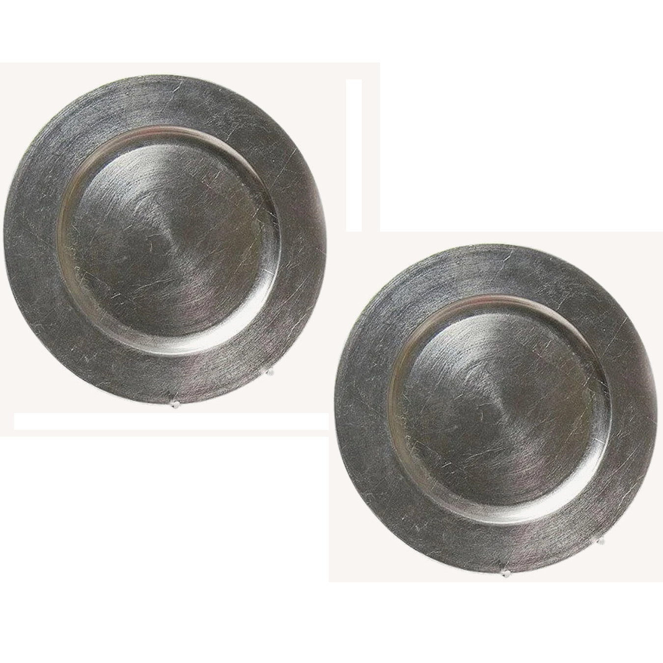 Set van 2x stuks ronde diner onderborden zilver van kunststof 33 cm
