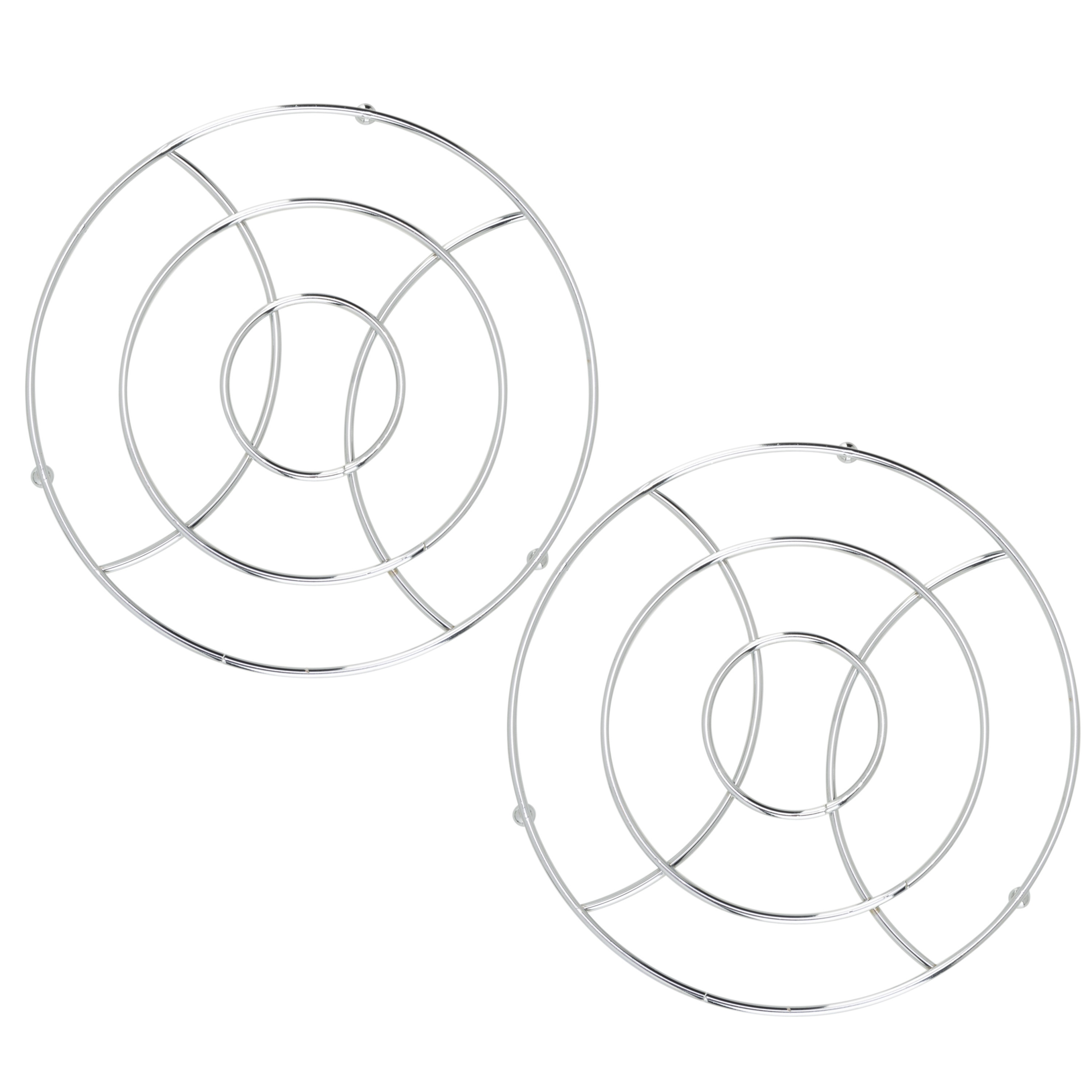Set van 2x stuks ronde pannen onderzetters van metaal-chroom 18 cm
