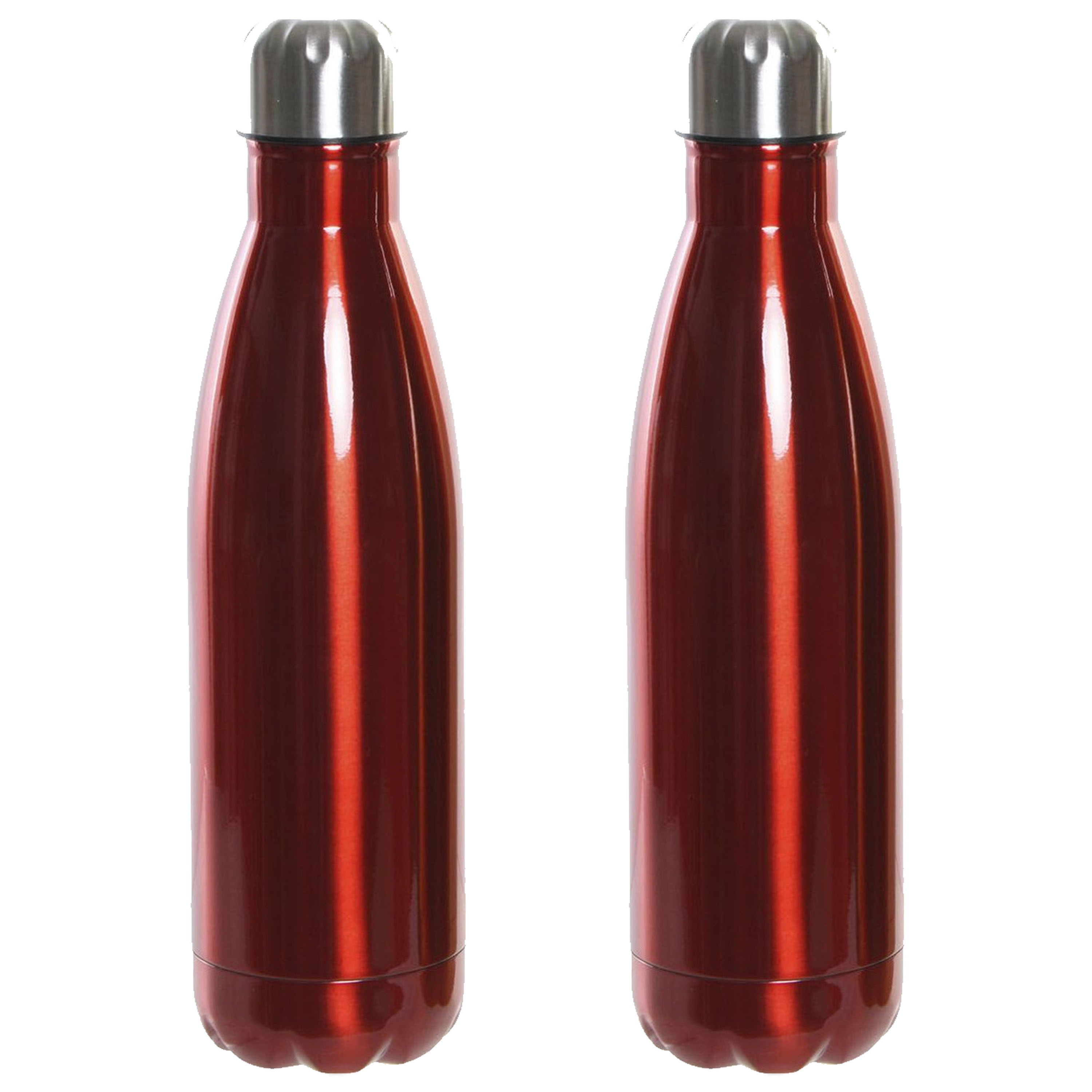 Set van 2x stuks RVS thermos waterfles-drinkfles rood met schroefdop 500 ml