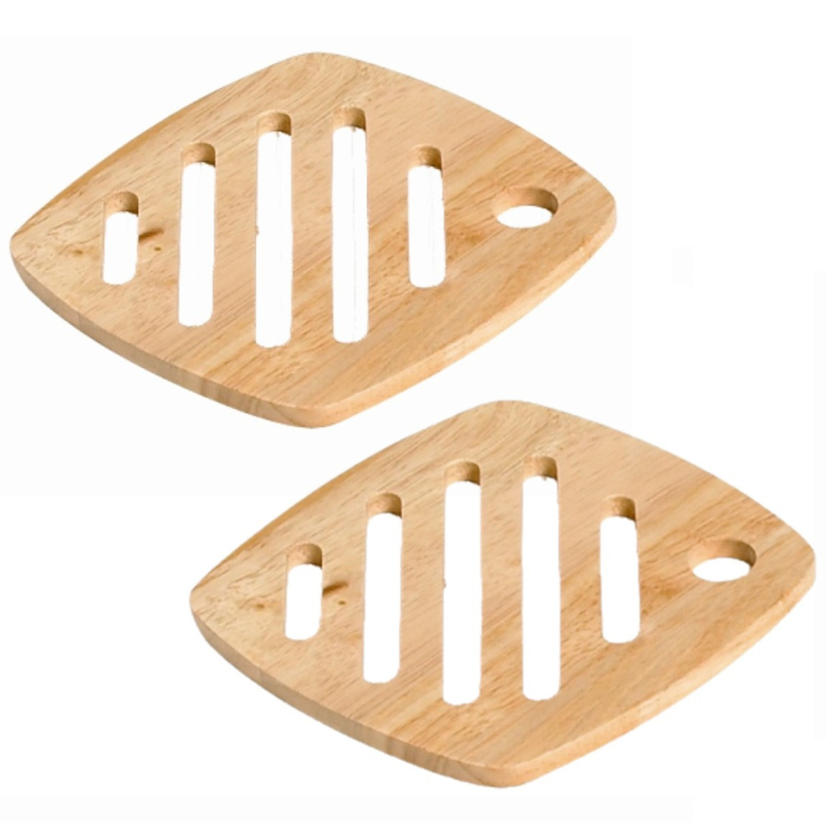 Set van 2x stuks vierkante pannen onderzetters van hout 18 cm