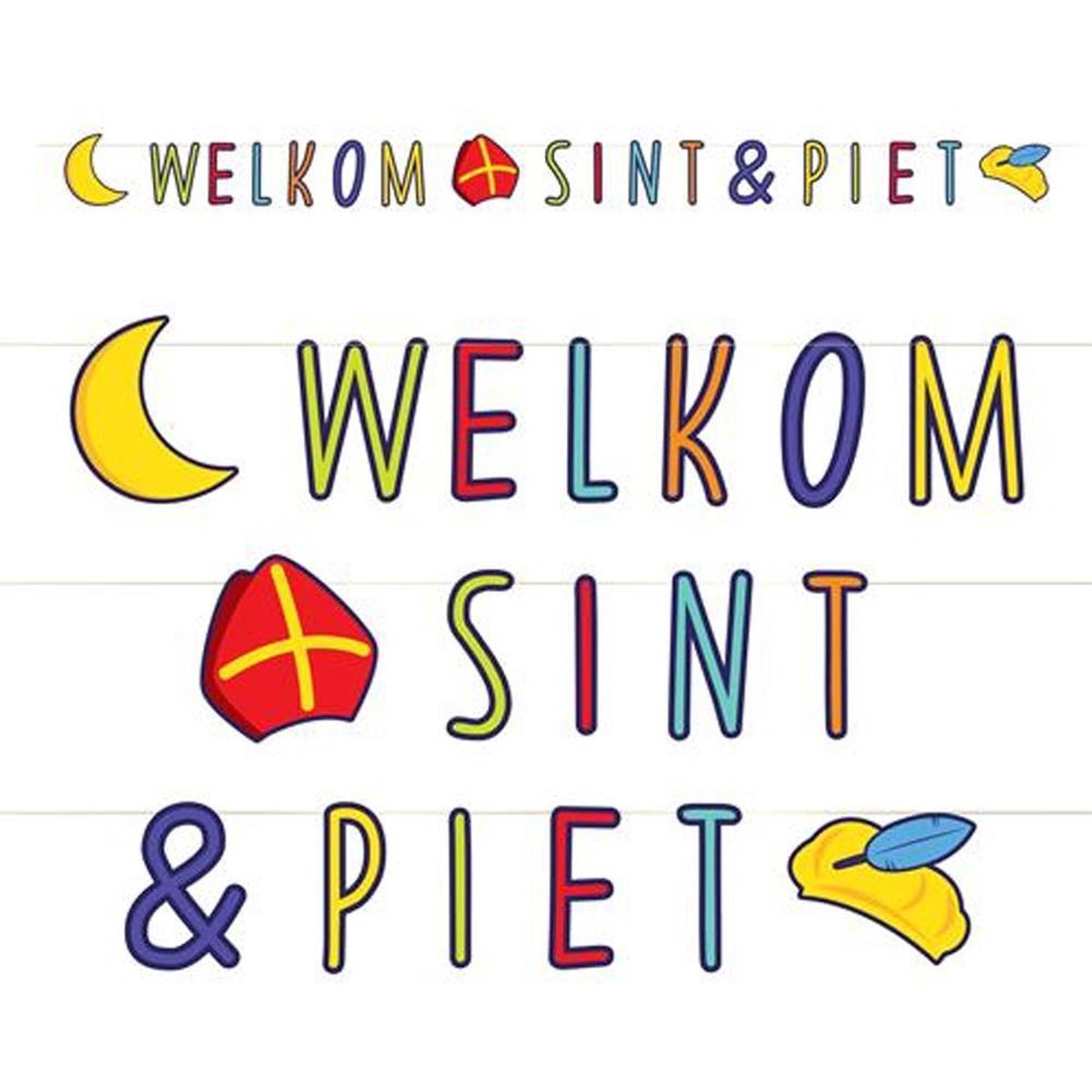 Set van 2x stuks welkom Sint en Piet letterslinger karton 300 cm