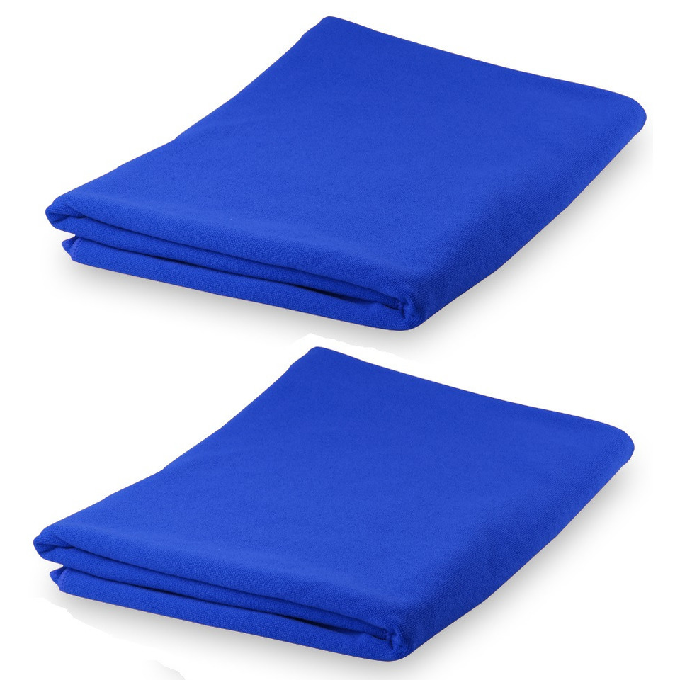 Set van 2x stuks yoga wellness microvezel handdoeken 150 x 75 cm blauw