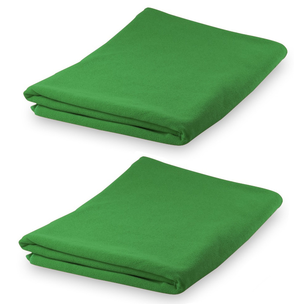 Set van 2x stuks yoga wellness microvezel handdoeken 150 x 75 cm groen