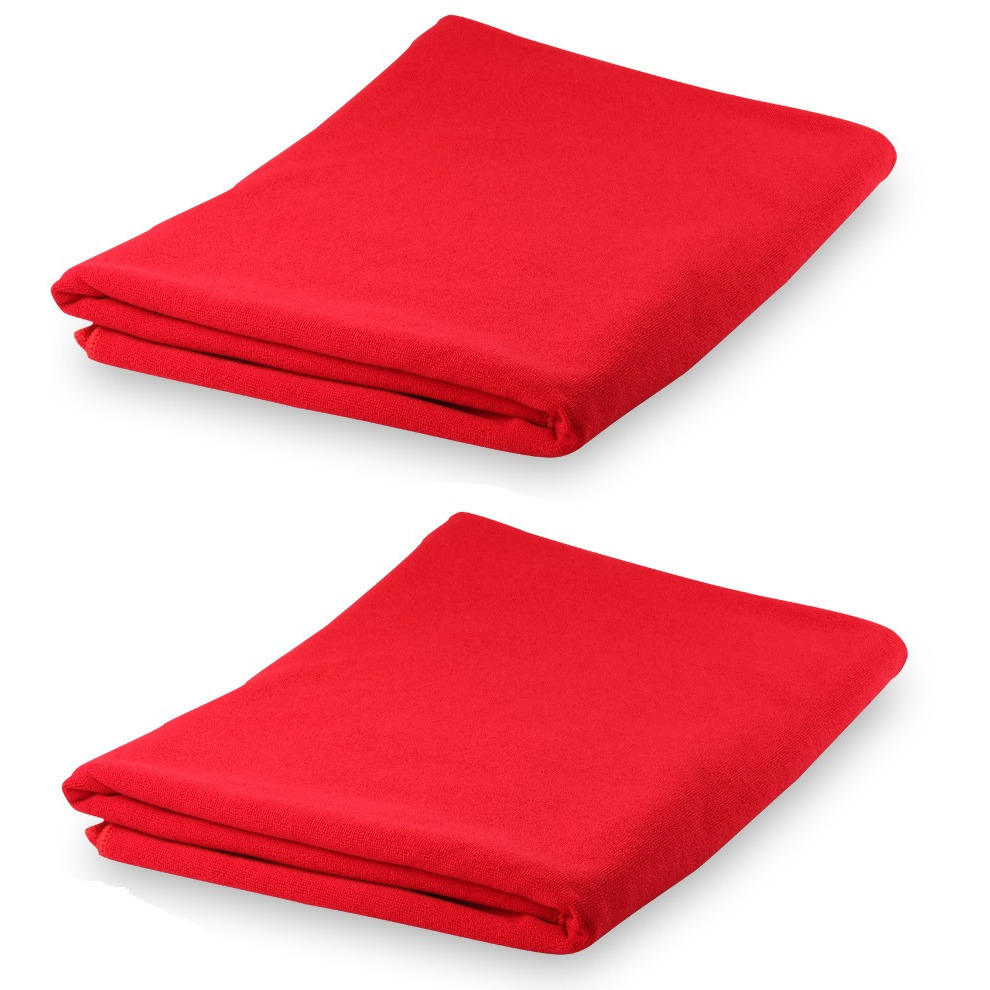 Set van 2x stuks yoga wellness microvezel handdoeken 150 x 75 cm rood