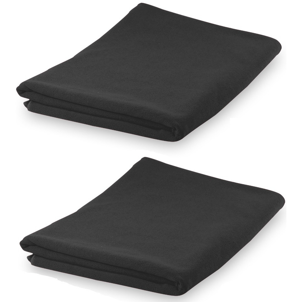 Set van 2x stuks yoga wellness microvezel handdoeken 150 x 75 cm zwart