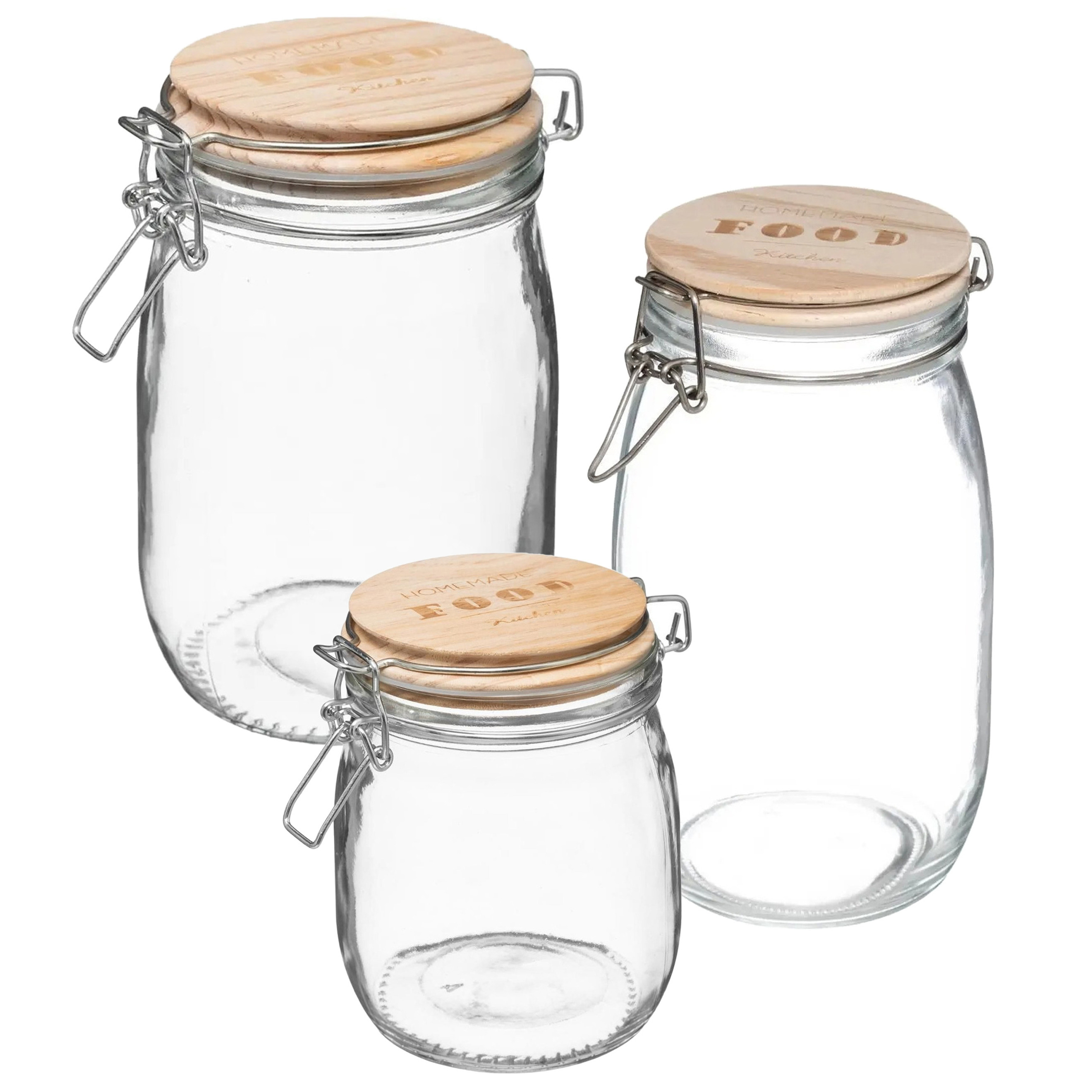 Set van 3x keuken voorraadbussen-potten glas 0.75-1.0-1.5 Liter inhoud