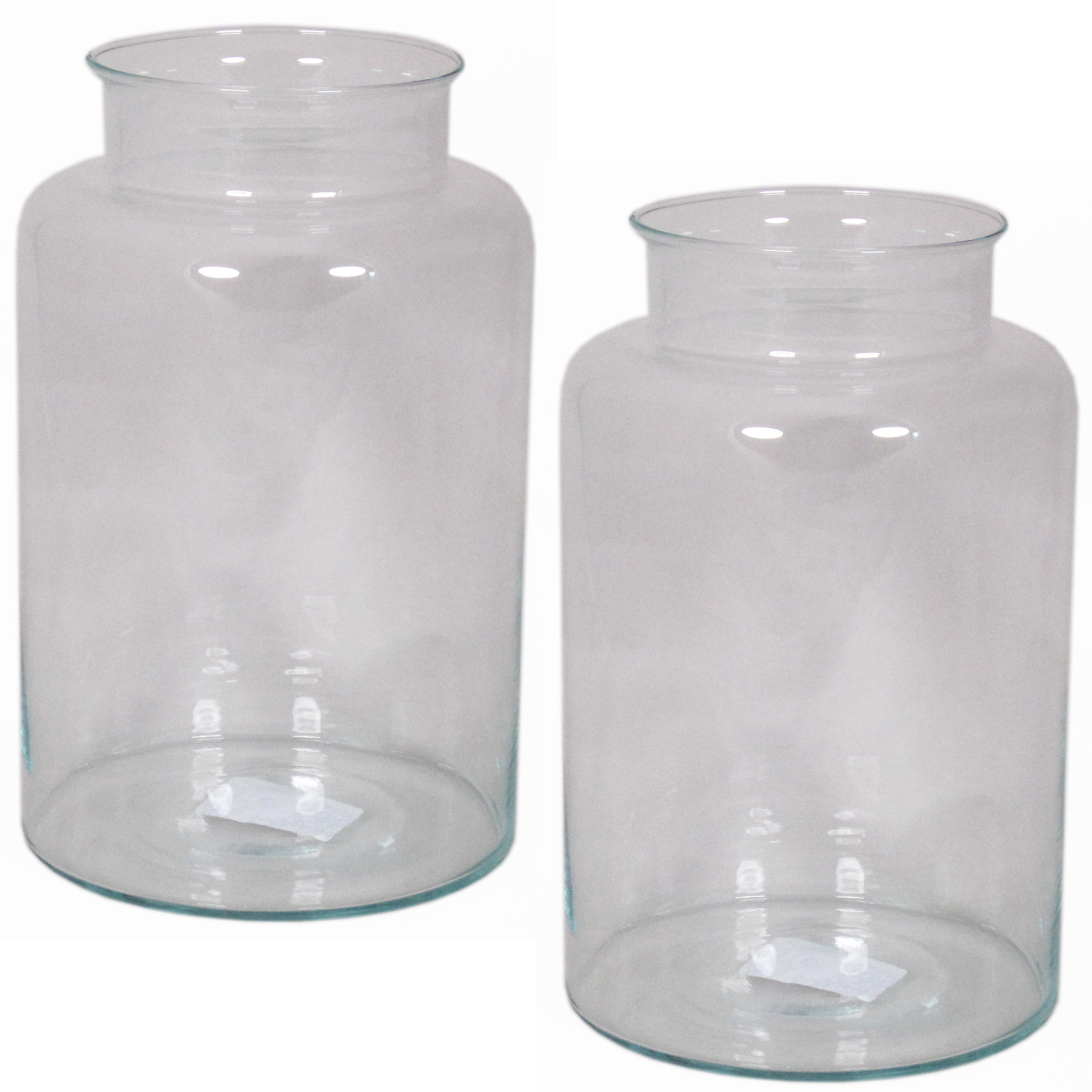 Set van 3x stuks glazen melkbus vaas-vazen 11 liter smalle hals 19 x 35 cm