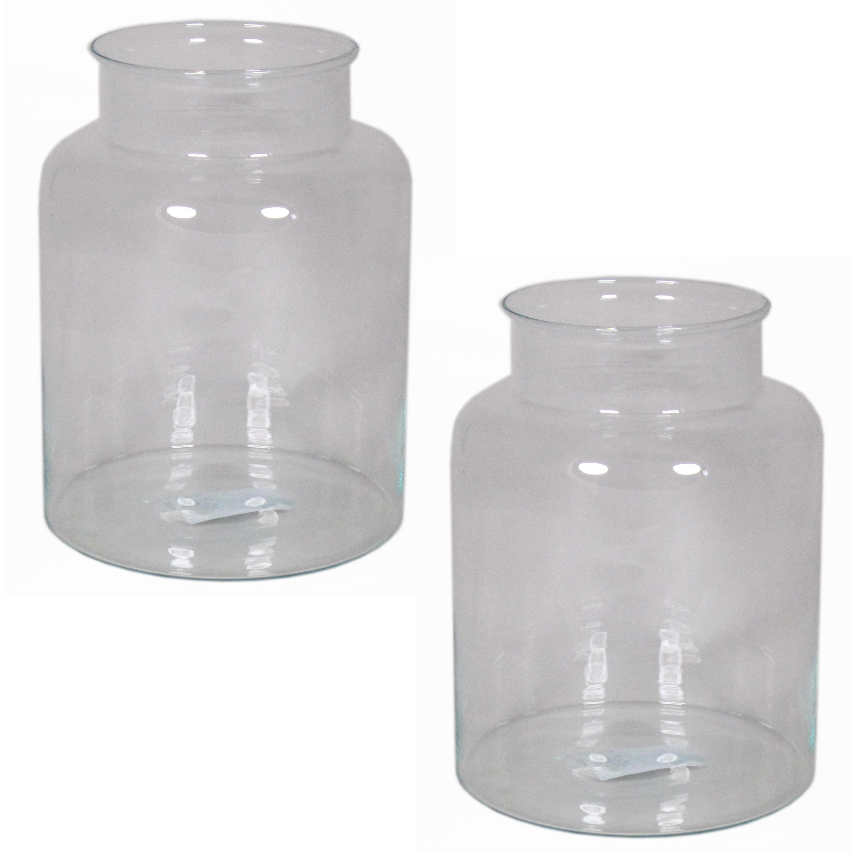 Set van 3x stuks glazen melkbus vaas-vazen 8 liter smalle hals 19 x 25 cm