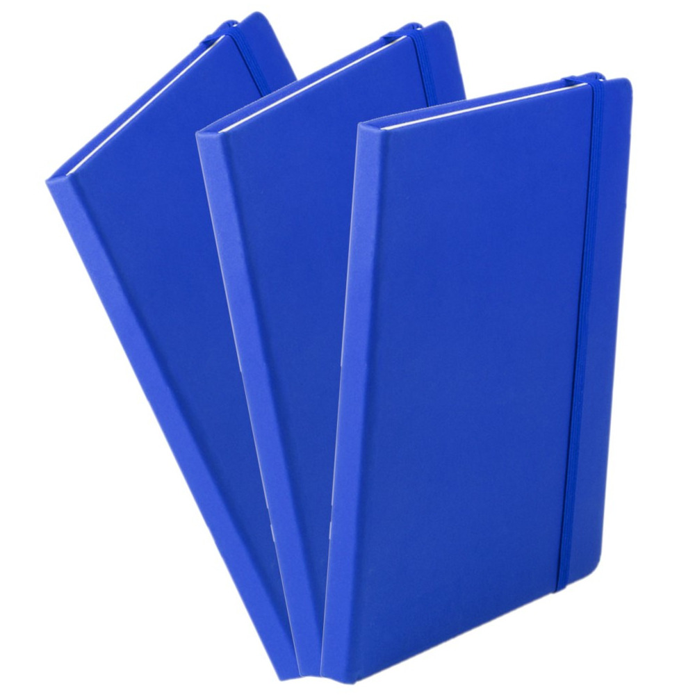 Set van 3x stuks luxe schriftjes-notitieboekjes blauw met elastiek A5 formaat