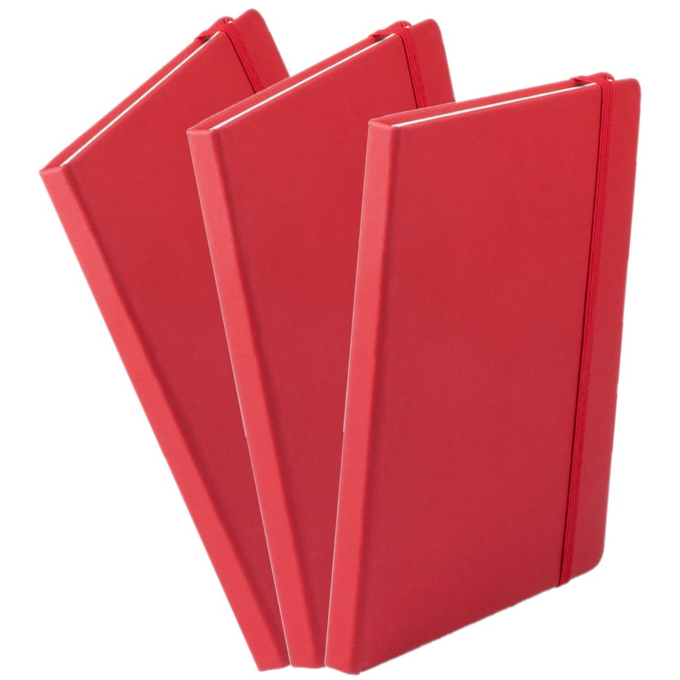 Set van 3x stuks luxe schriftjes-notitieboekjes rood met elastiek A5 formaat