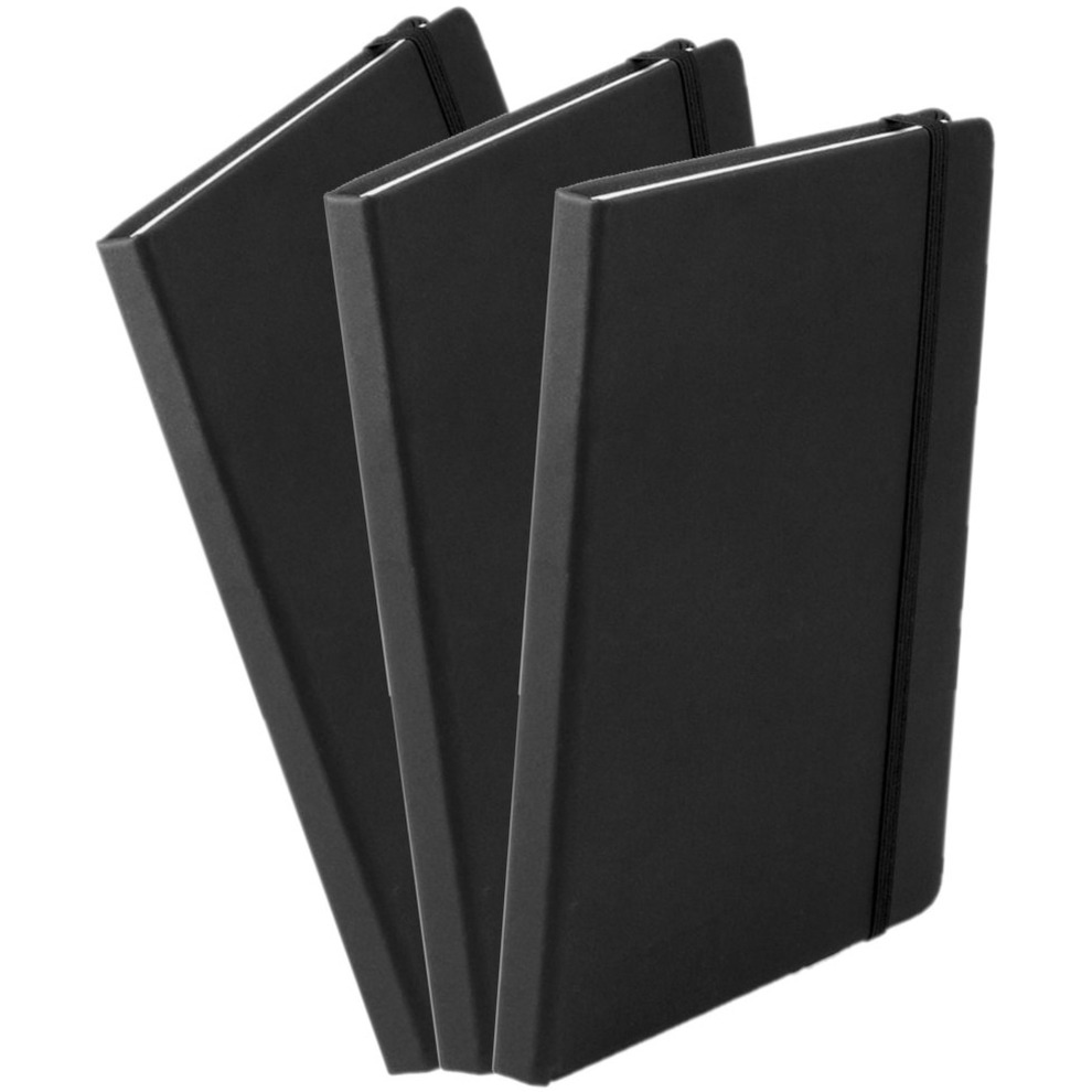 Set van 3x stuks luxe schriftjes-notitieboekjes zwart met elastiek A5 formaat