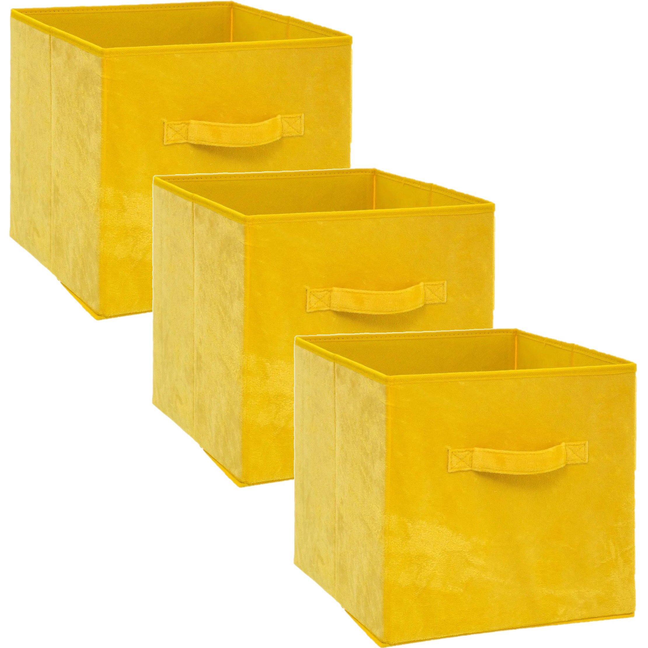 Set van 3x stuks opbergmand-kastmand 29 liter geel polyester 31 x 31 x 31 cm