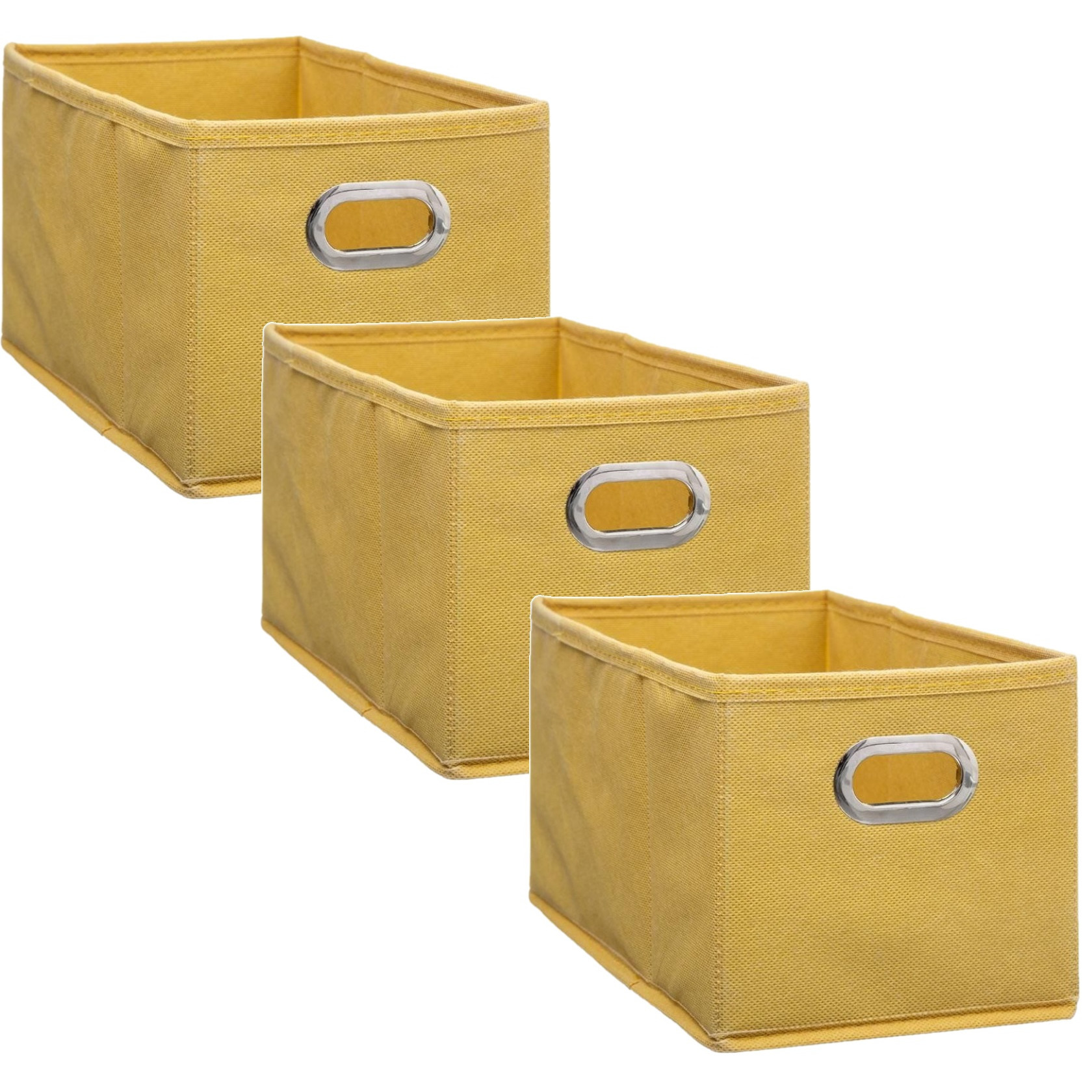 Set van 3x stuks opbergmand-kastmand 7 liter geel linnen 31 x 15 x 15 cm