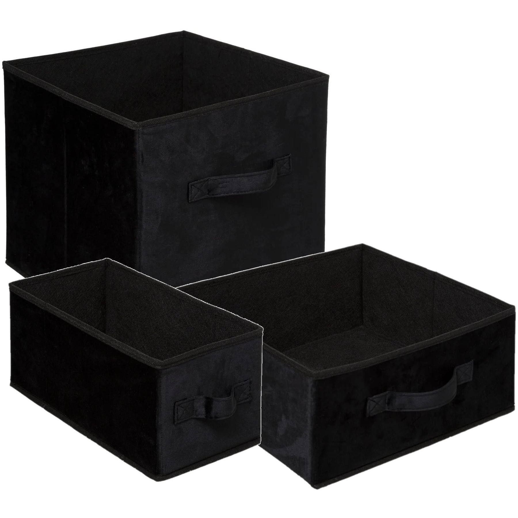 Set van 3x stuks opbergmanden-kastmanden 7-14-29 liter zwart van polyester 31 cm