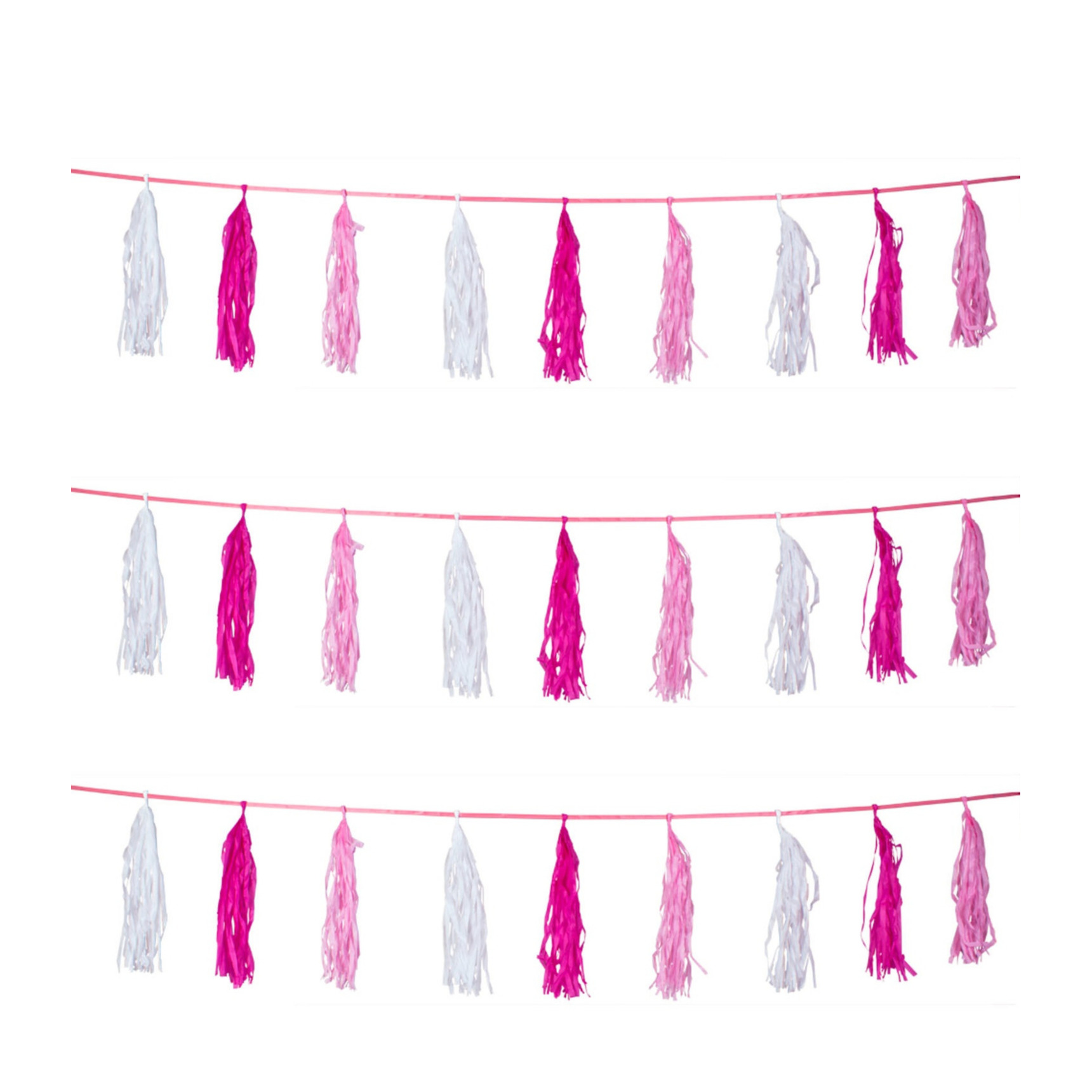 Set van 3x stuks roze meisjes geboren thema feest slingers van 3 meter