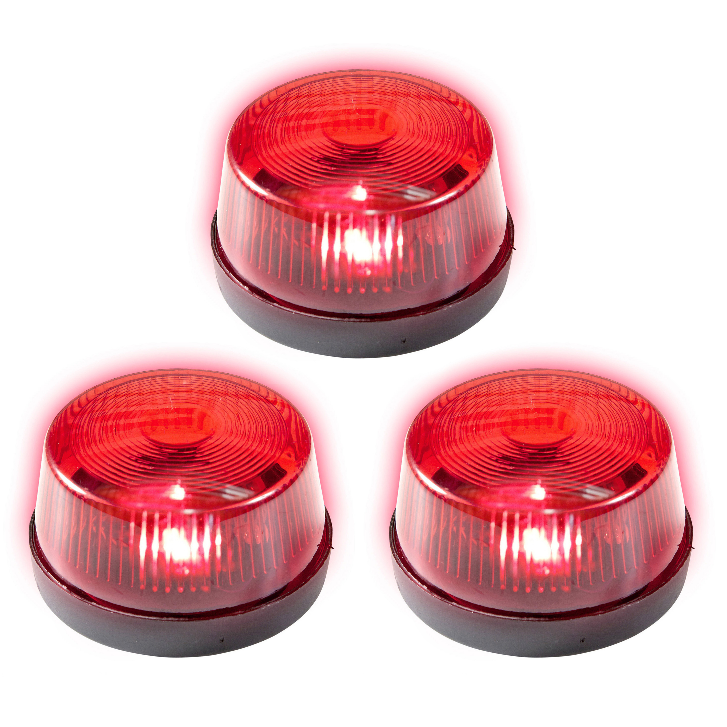Set van 3x stuks signaallamp-signaallicht rood LED licht 7 cm politie speelgoed-feestverlichting