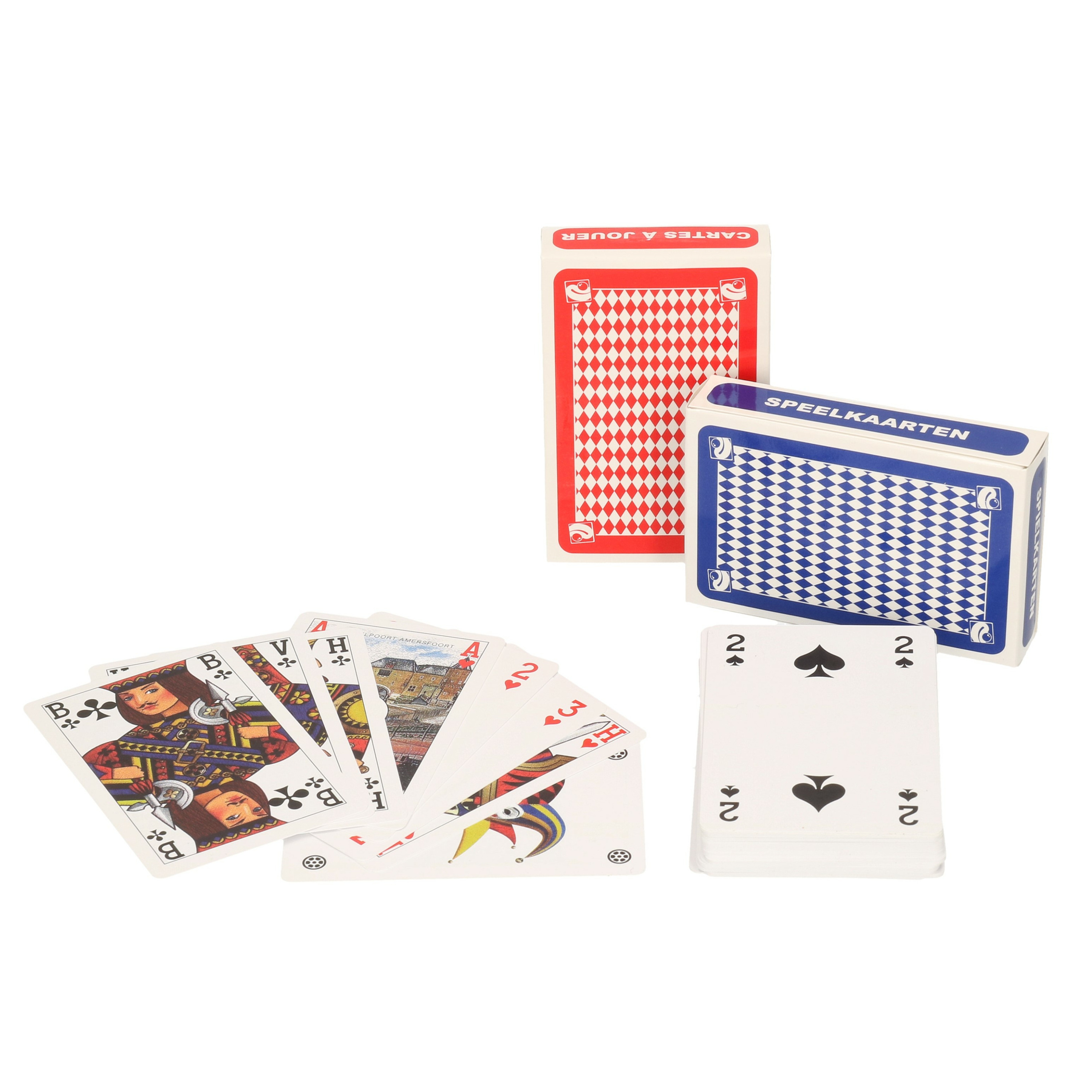 Set van 4x clown games speelkaarten rood en blauw-kartonnen kaarten