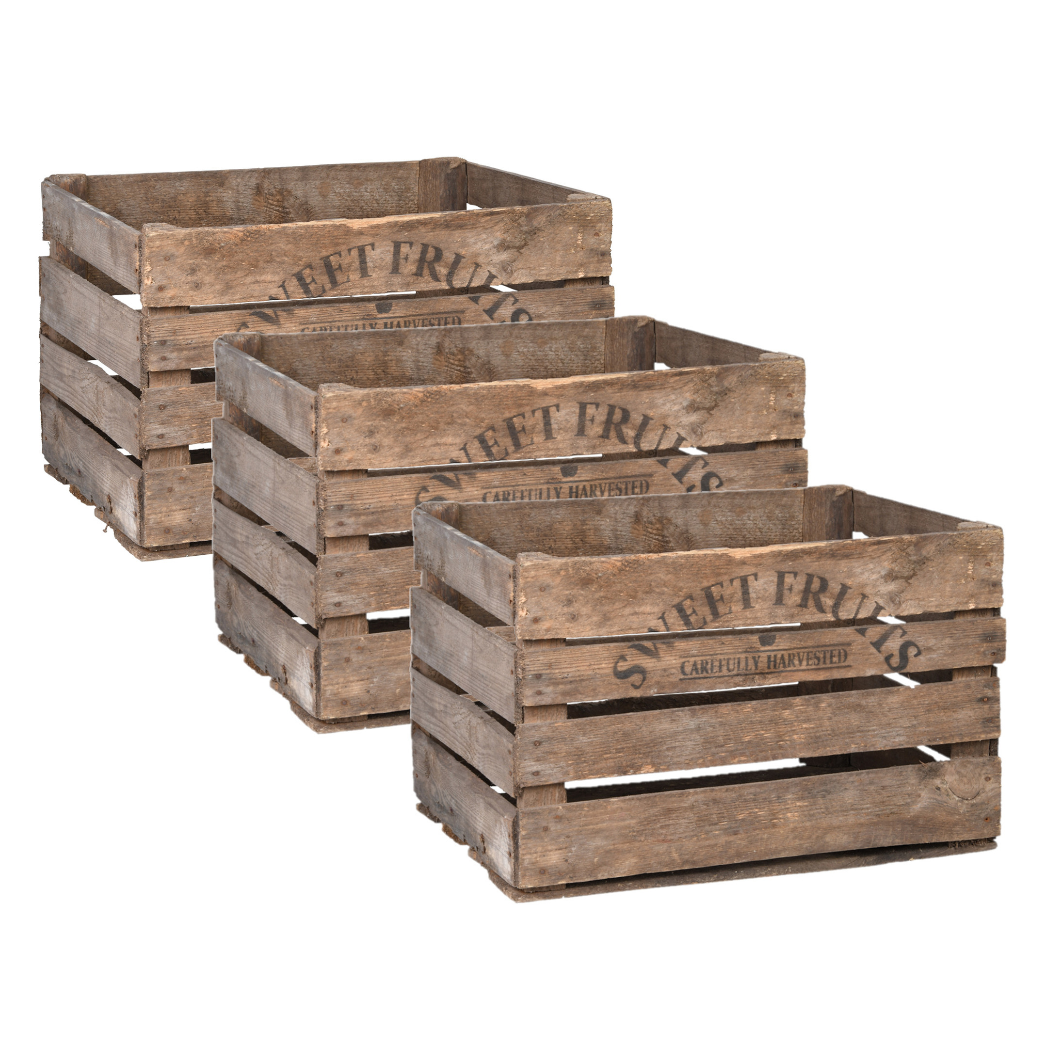 Set van 4x stuks houten opberg fruitkisten-kratten 42 x 51 cm