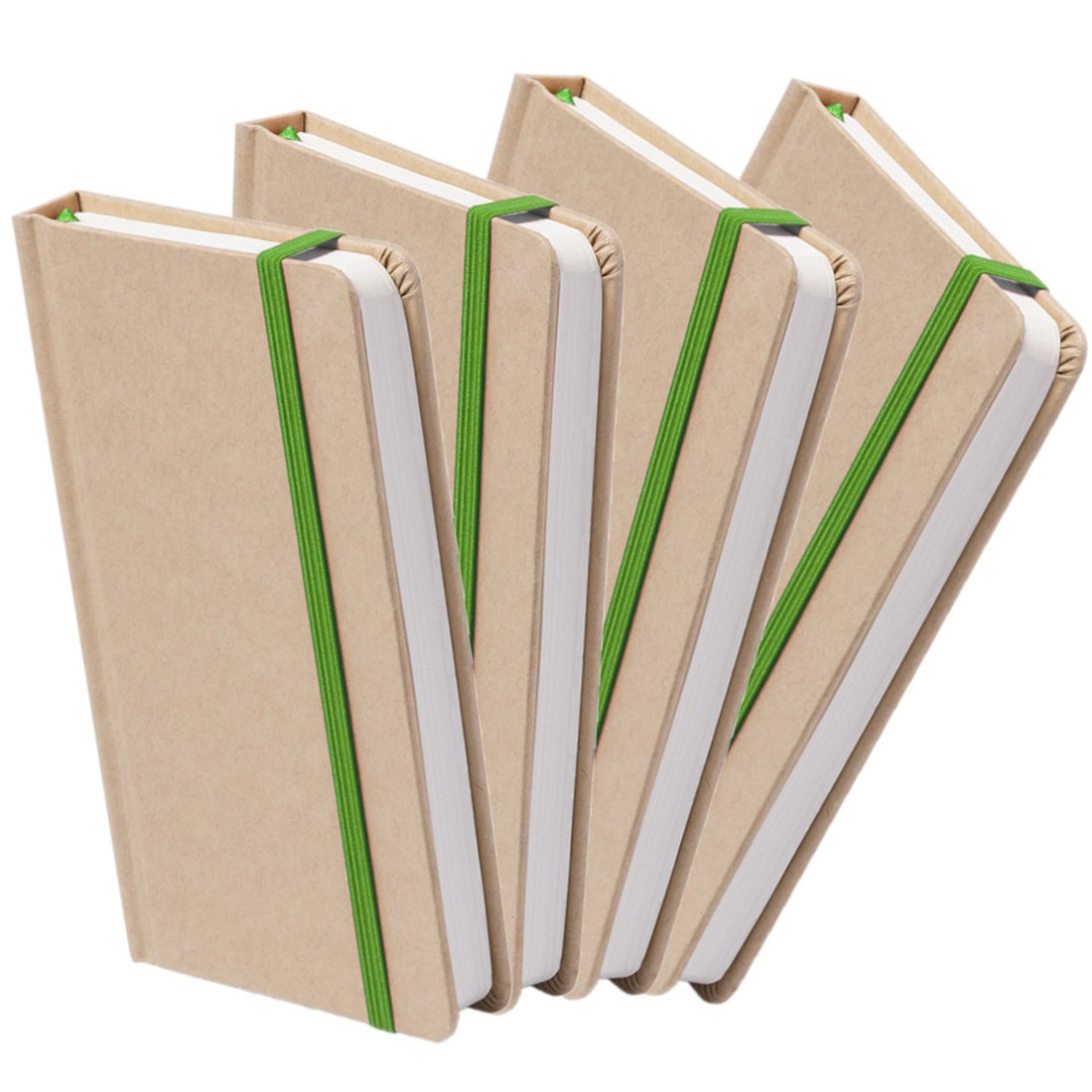 Set van 4x stuks luxe schriftjes-notitieboekjes groen met elastiek A5 formaat