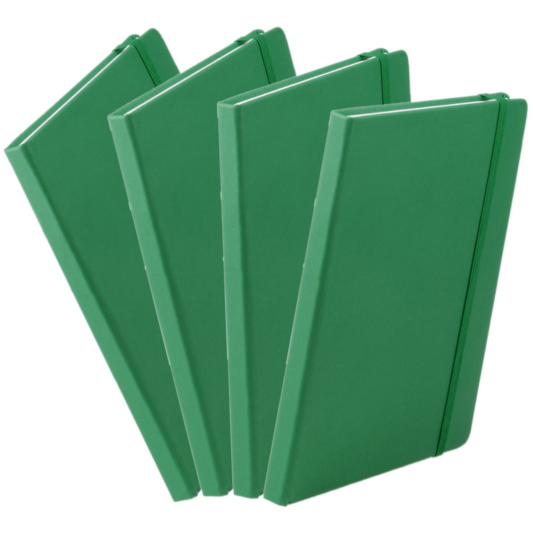 Set van 4x stuks luxe schriftjes-notitieboekjes groen met elastiek A5 formaat