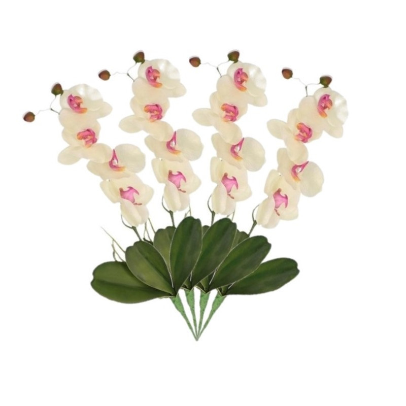 Set van 4x stuks nep planten roze-wit Orchidee-Phalaenopsis kunstplanten takken 44 cm