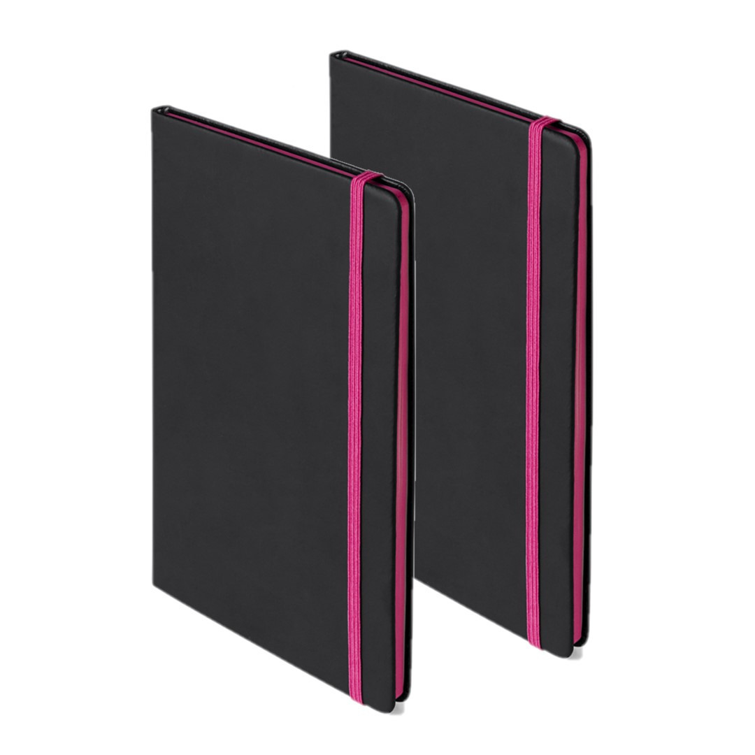 Set van 4x stuks notitieboekje met roze elastiek A5 formaat