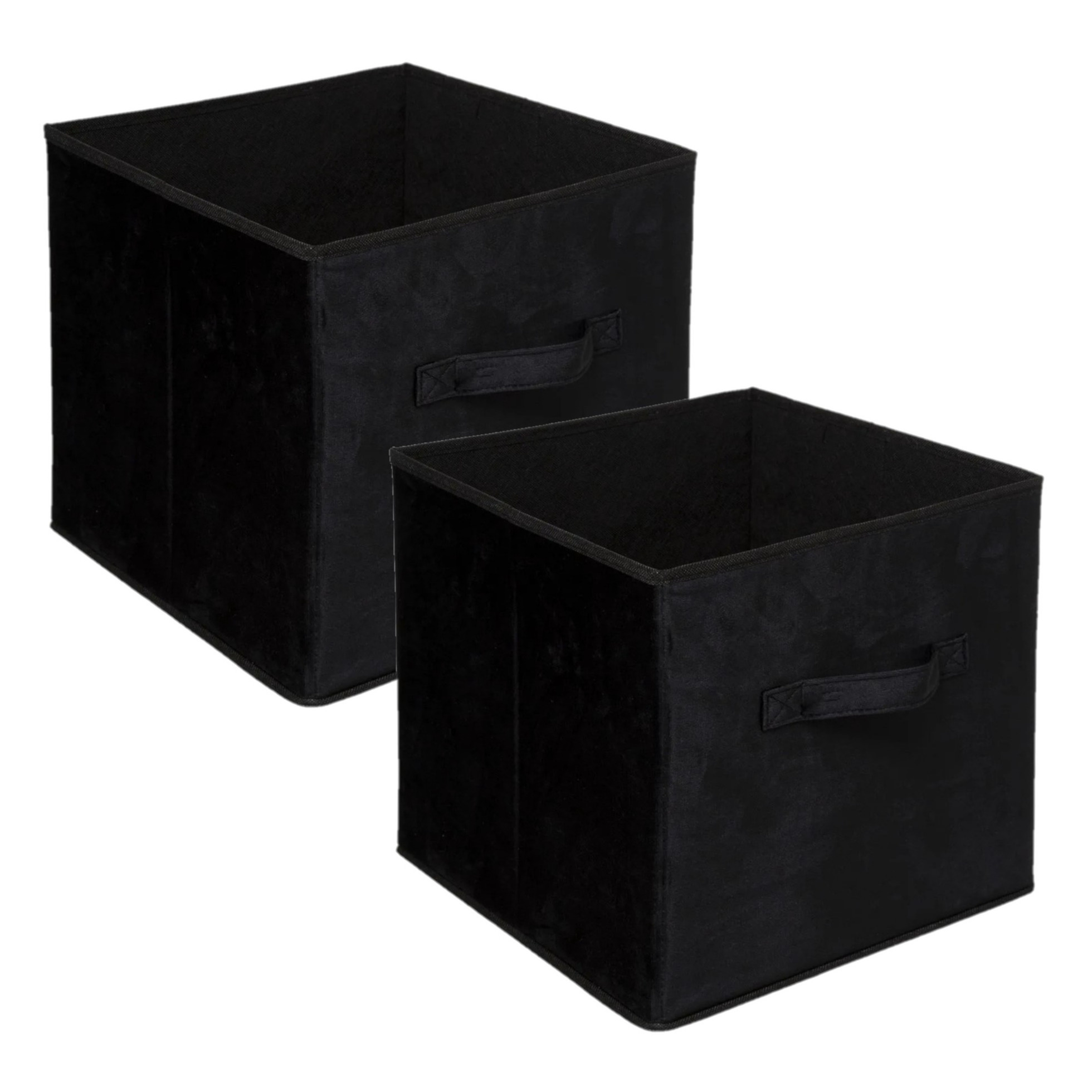 Set van 4x stuks opbergmand-kastmand 29 liter zwart polyester 31 x 31 x 31 cm