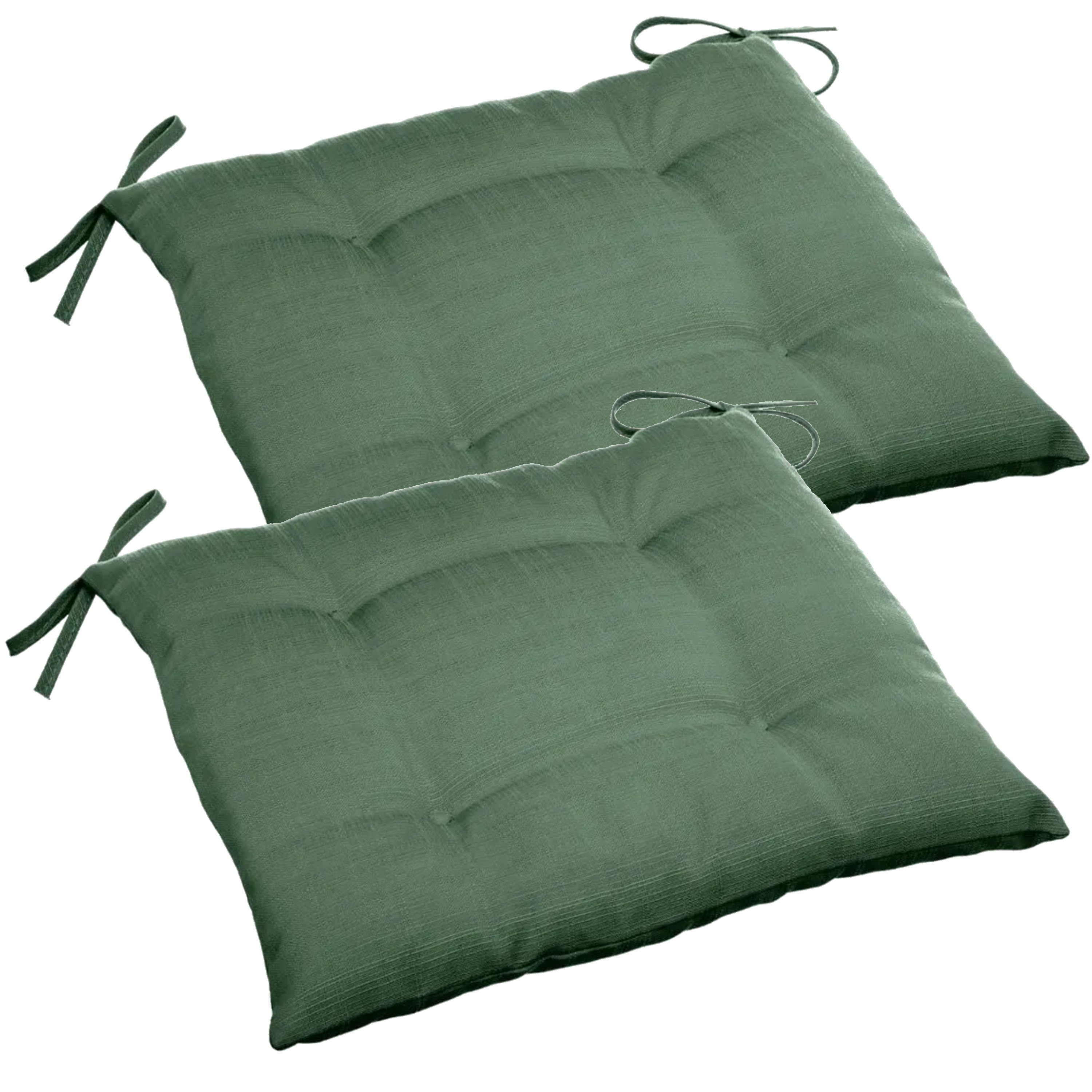 Set van 4x stuks stoelkussens voor binnen en buiten in de kleur olijf groen 40 x 40 x 4 cm