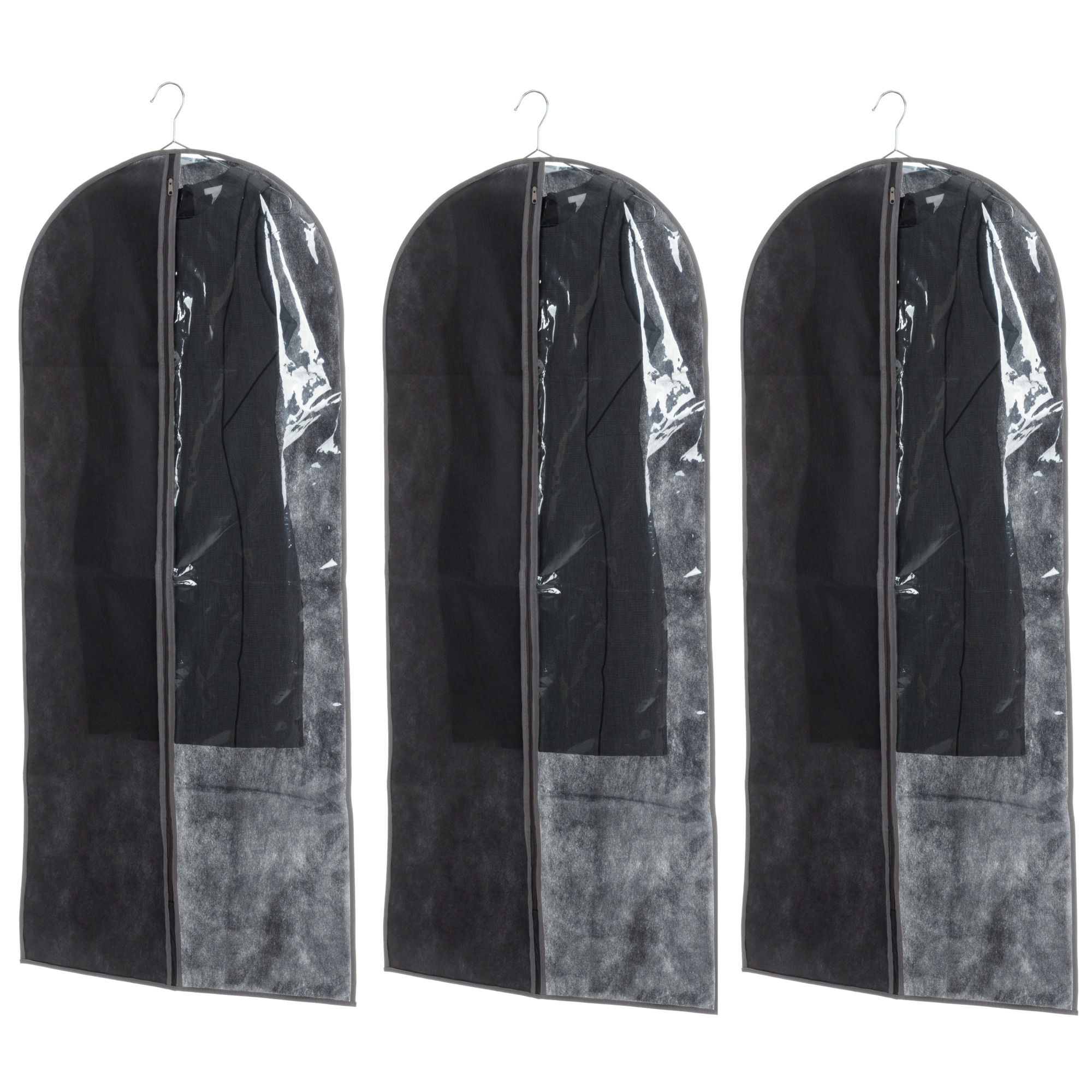 Set van 5x stuks kleding-beschermhoezen pp zwart 135 cm inclusief kledinghangers