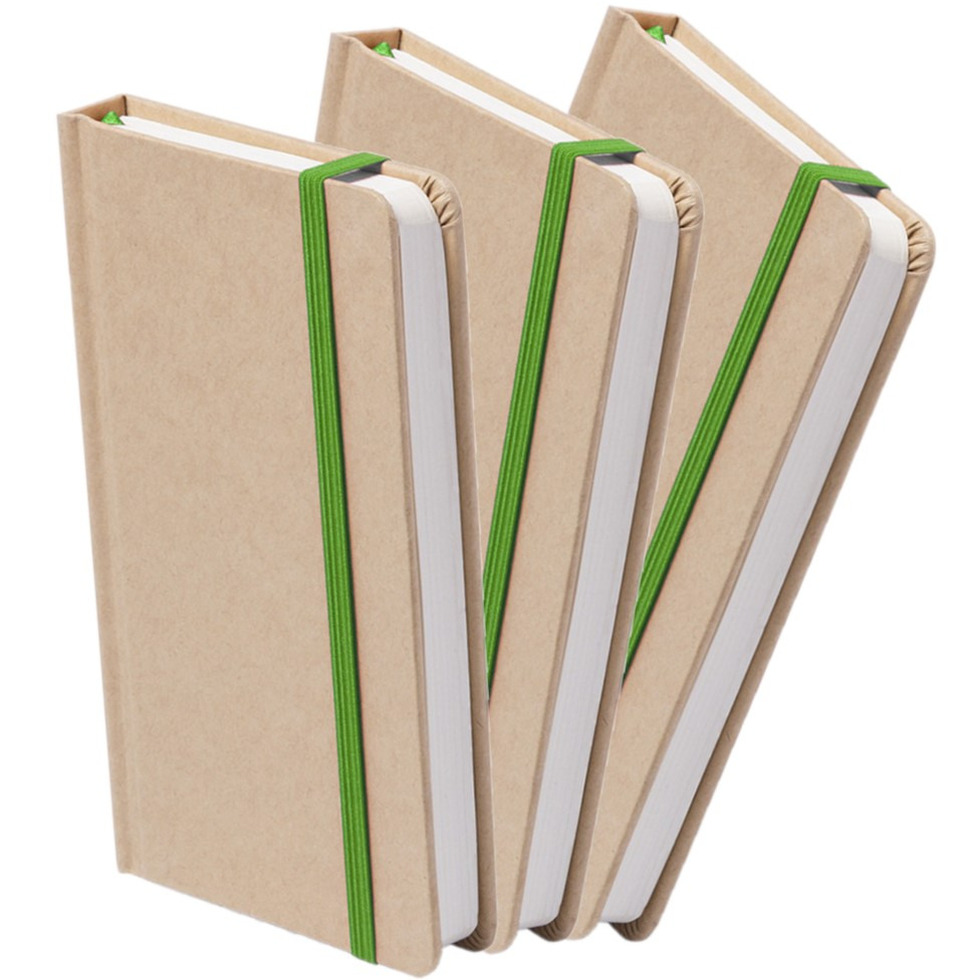 Set van 5x stuks luxe schriftjes-notitieboekjes groen met elastiek A5 formaat