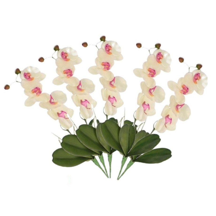 Set van 5x stuks nep planten roze-wit Orchidee-Phalaenopsis kunstplanten takken 44 cm
