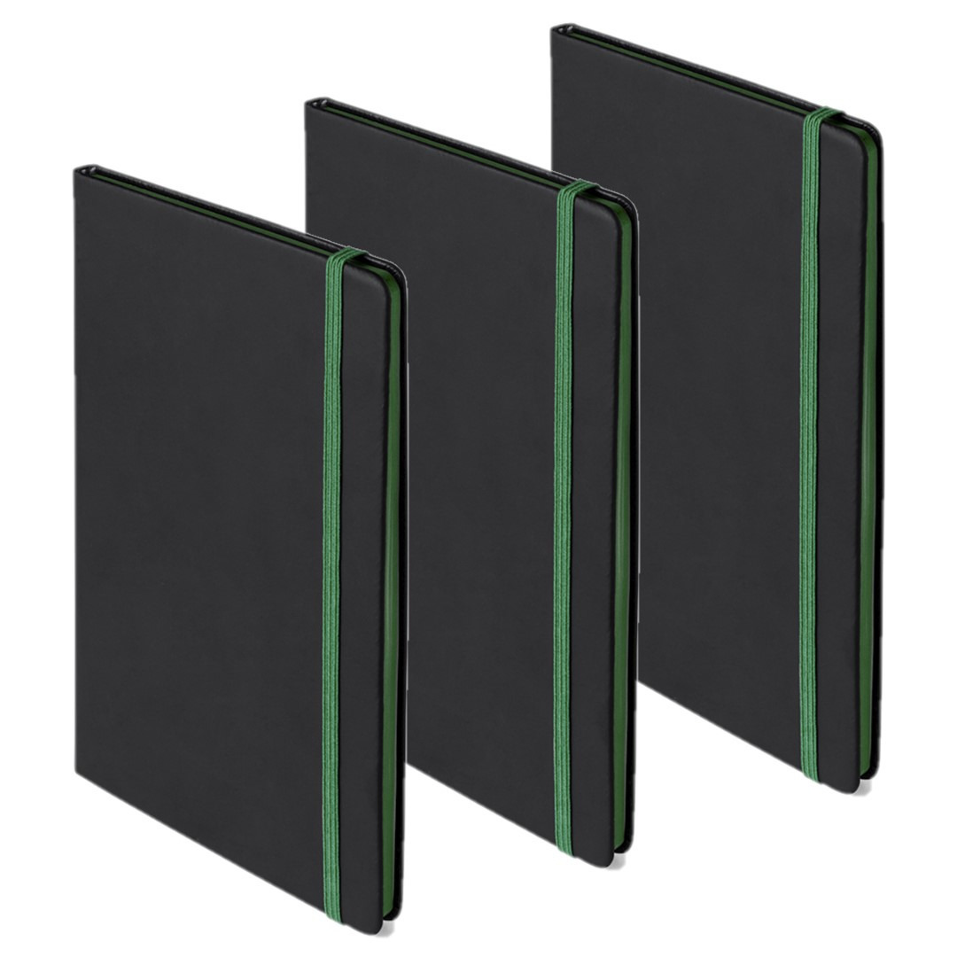 Set van 5x stuks notitieboekje met groen elastiek A5 formaat