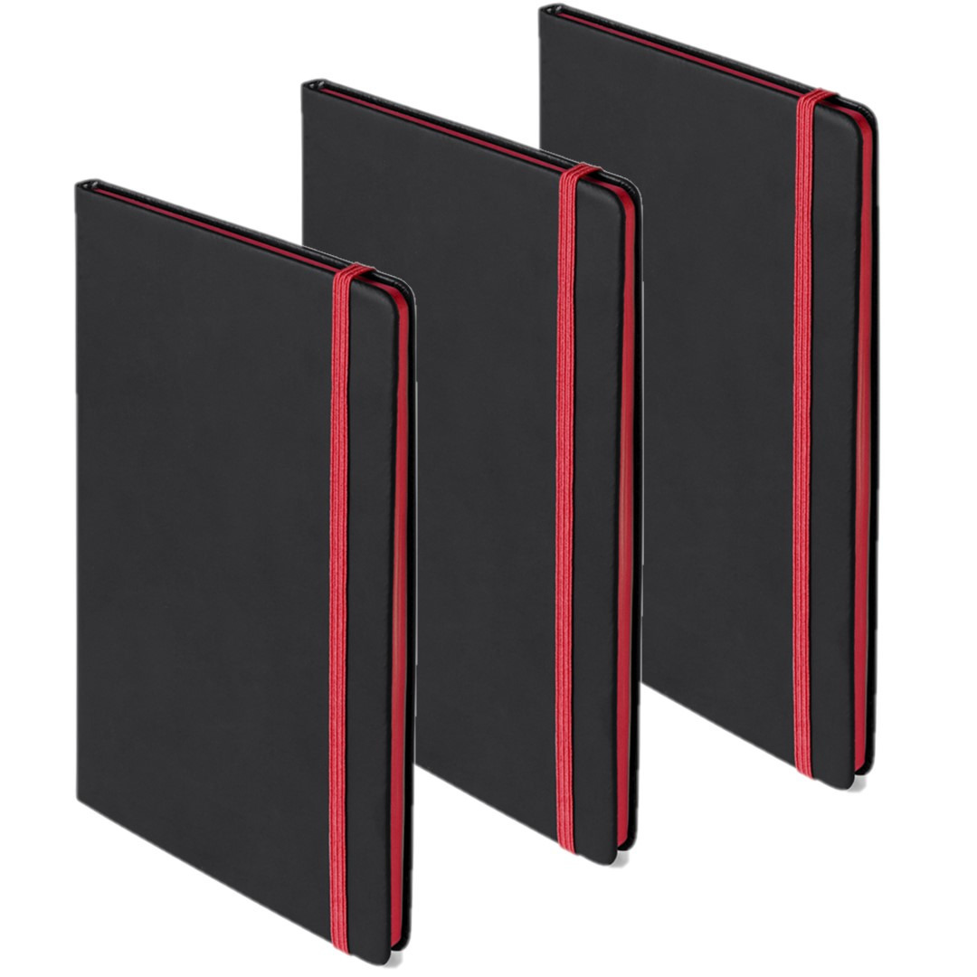 Set van 5x stuks notitieboekje met rood elastiek A5 formaat