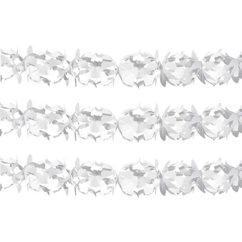 Set van 5x stuks witte bruiloft feestslingers in kruisvorm 6 meter